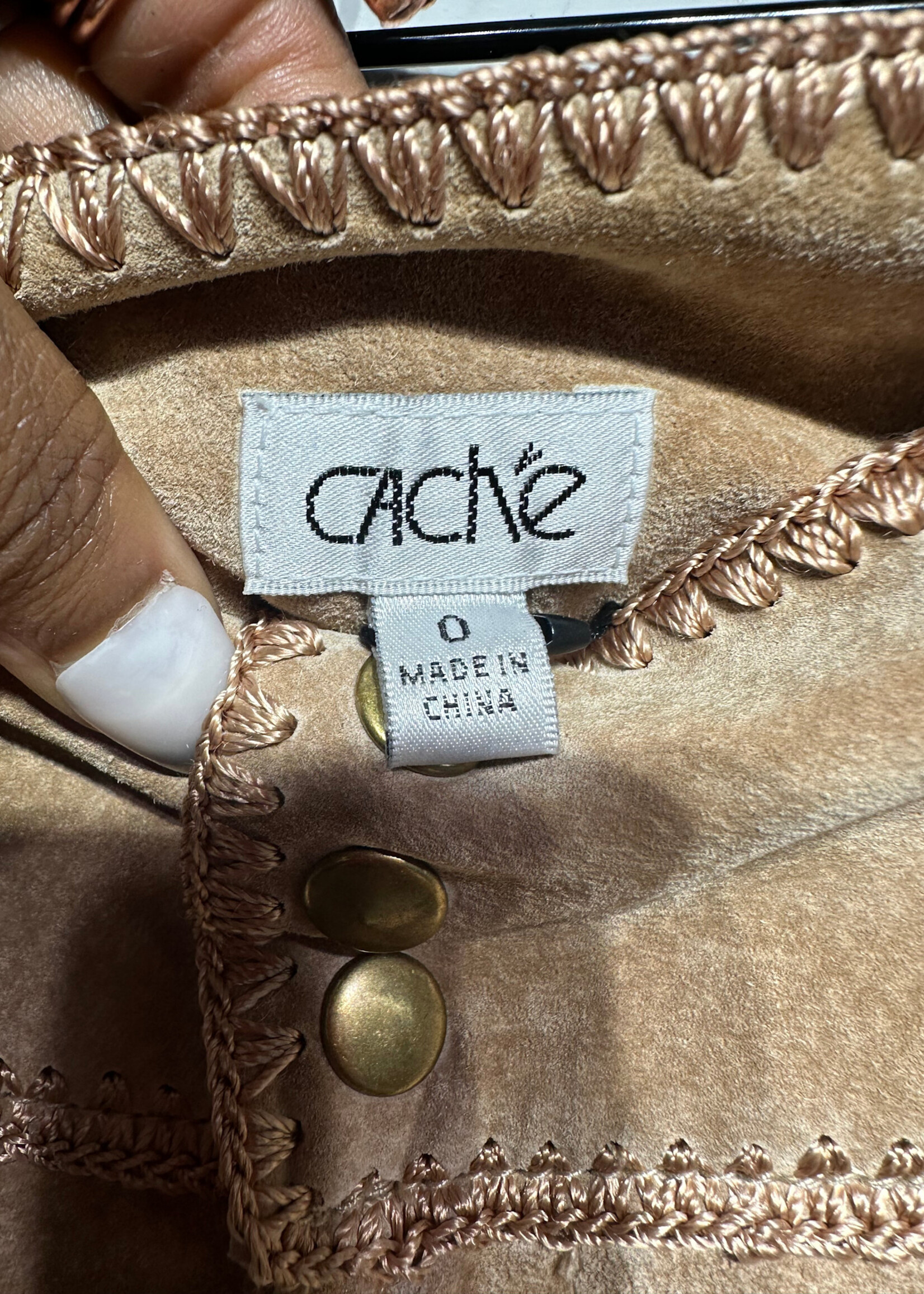 Y2K NWT Cache Suede Tan Knit Detail Flares 28
