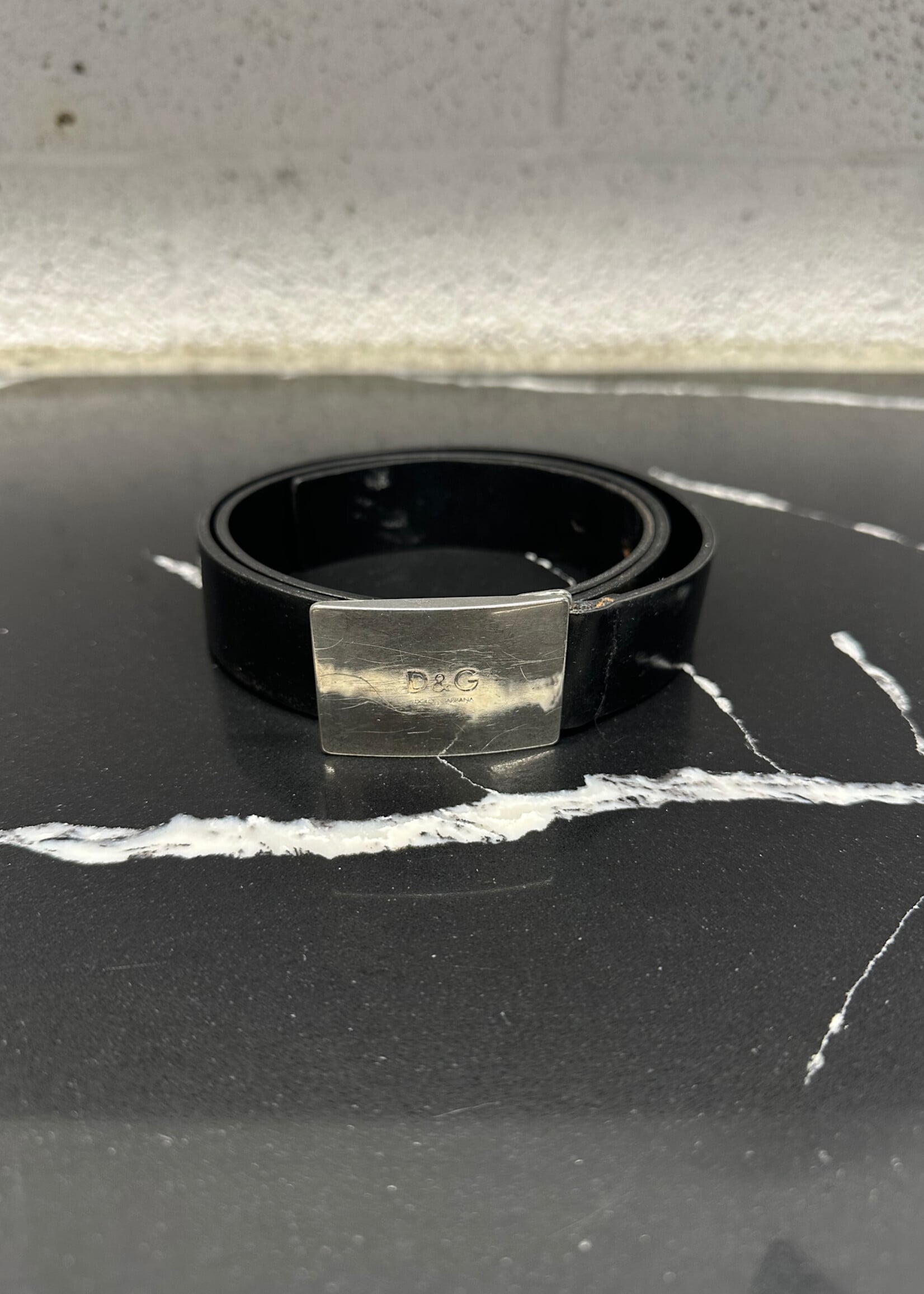 D&G Black Silver Square Buckle Belt AS IS