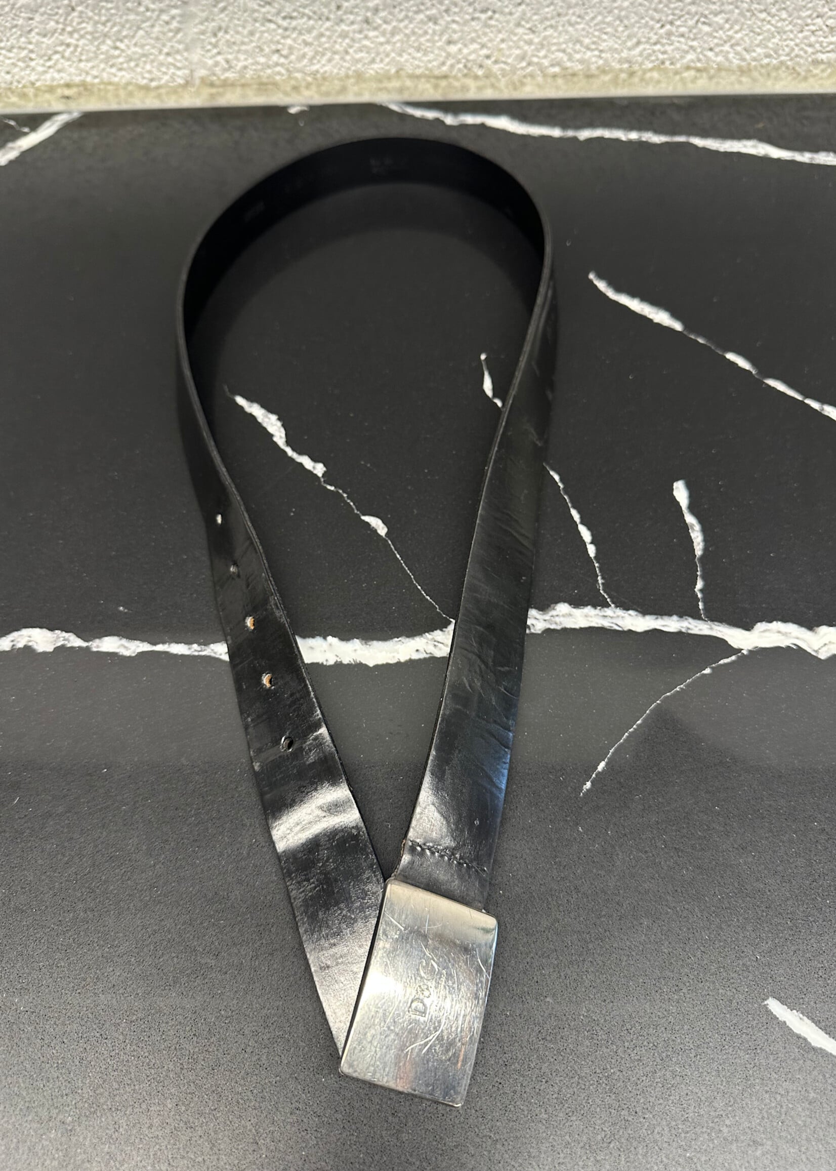 D&G Black Silver Square Buckle Belt AS IS