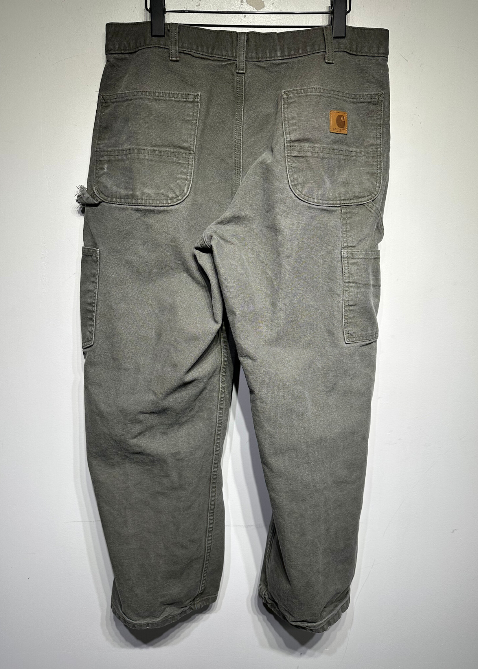Carhartt Green Faded Repaired Carpenter Pants 36/30