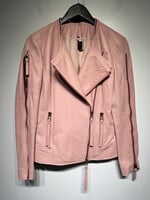 Thomas Wylde Pink Rose Gold Moto Leather Jacket S