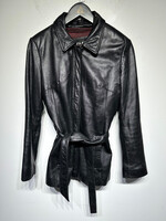 Wilsons Black Leather Jacket W/ Belt Fem XS