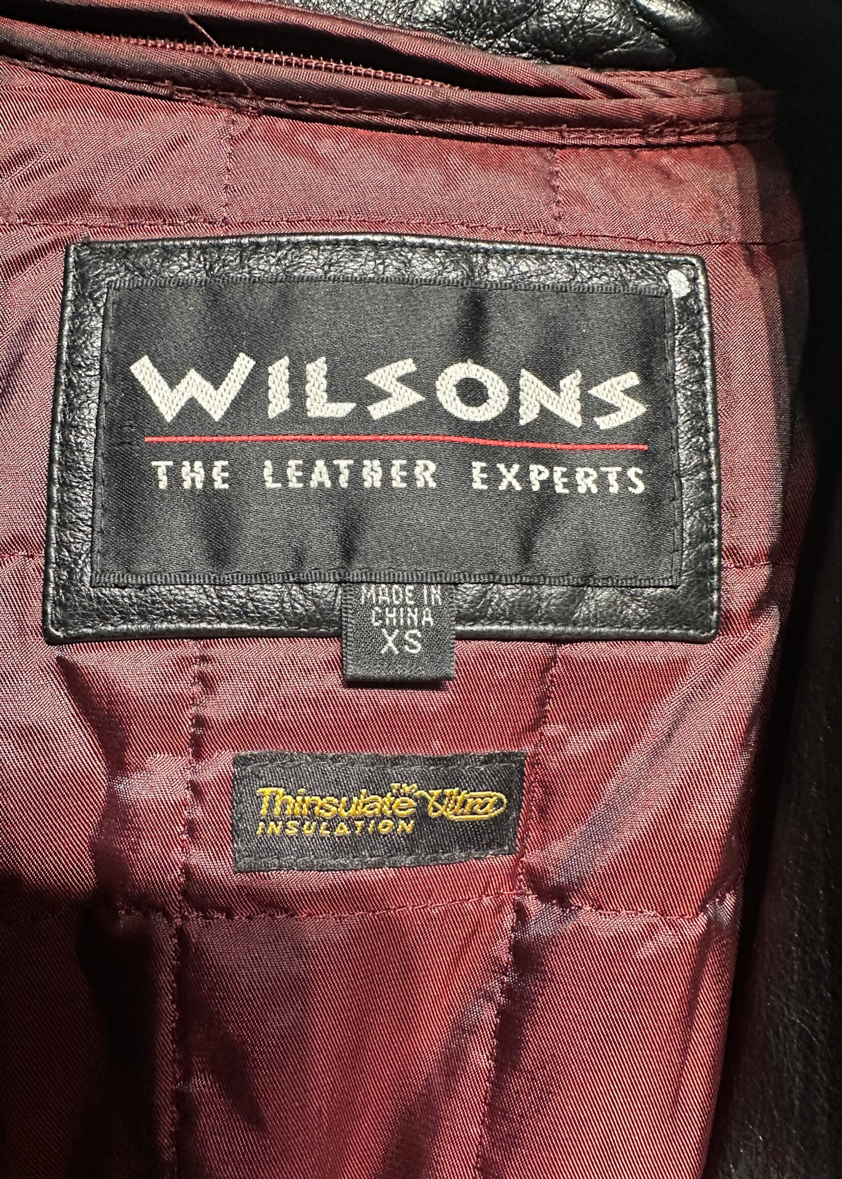 Wilsons Black Leather Jacket W/ Belt Fem XS