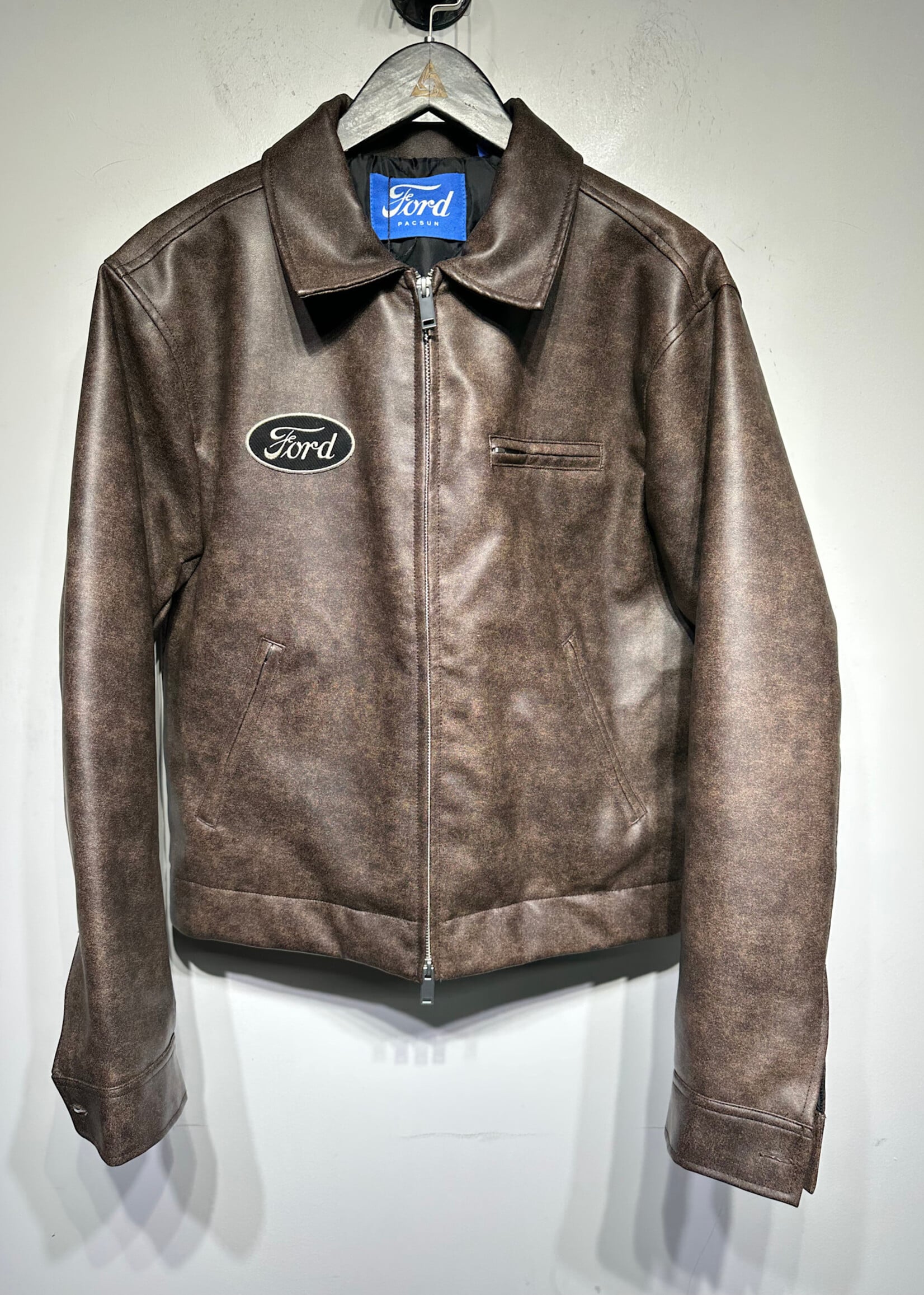 Pacsun X Ford Brown Faux Leather Jacket S