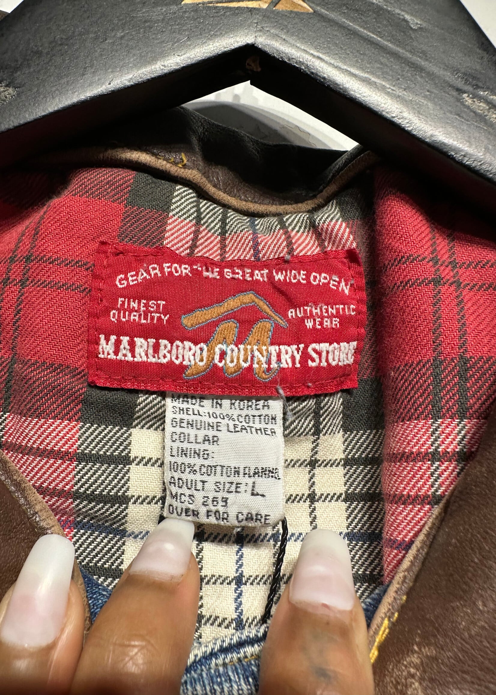 Marlboro Sandwash Distressed Vintage Denim Jacket L