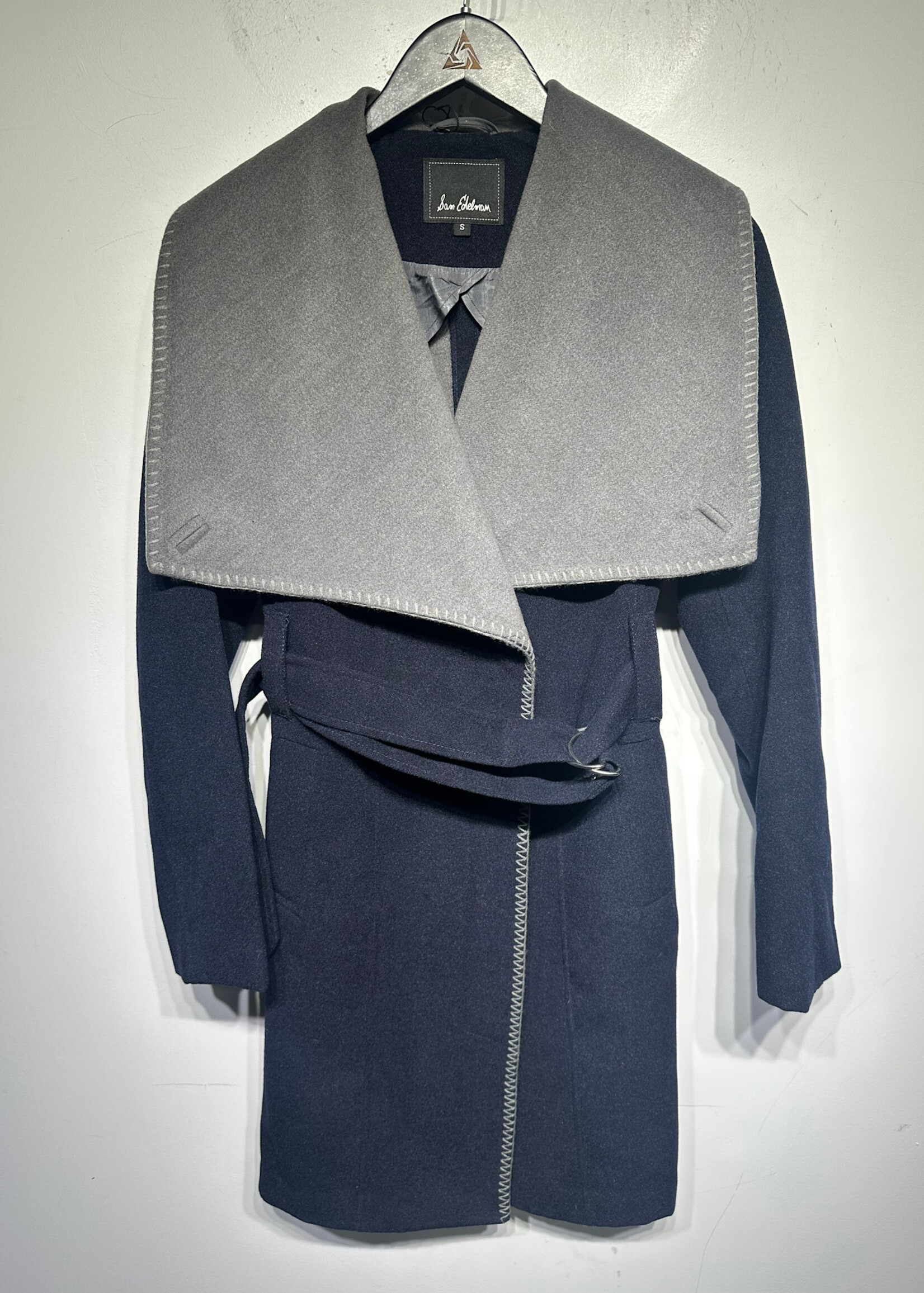 Sam Edelman Blue Grey Trench Style Coat Fem S