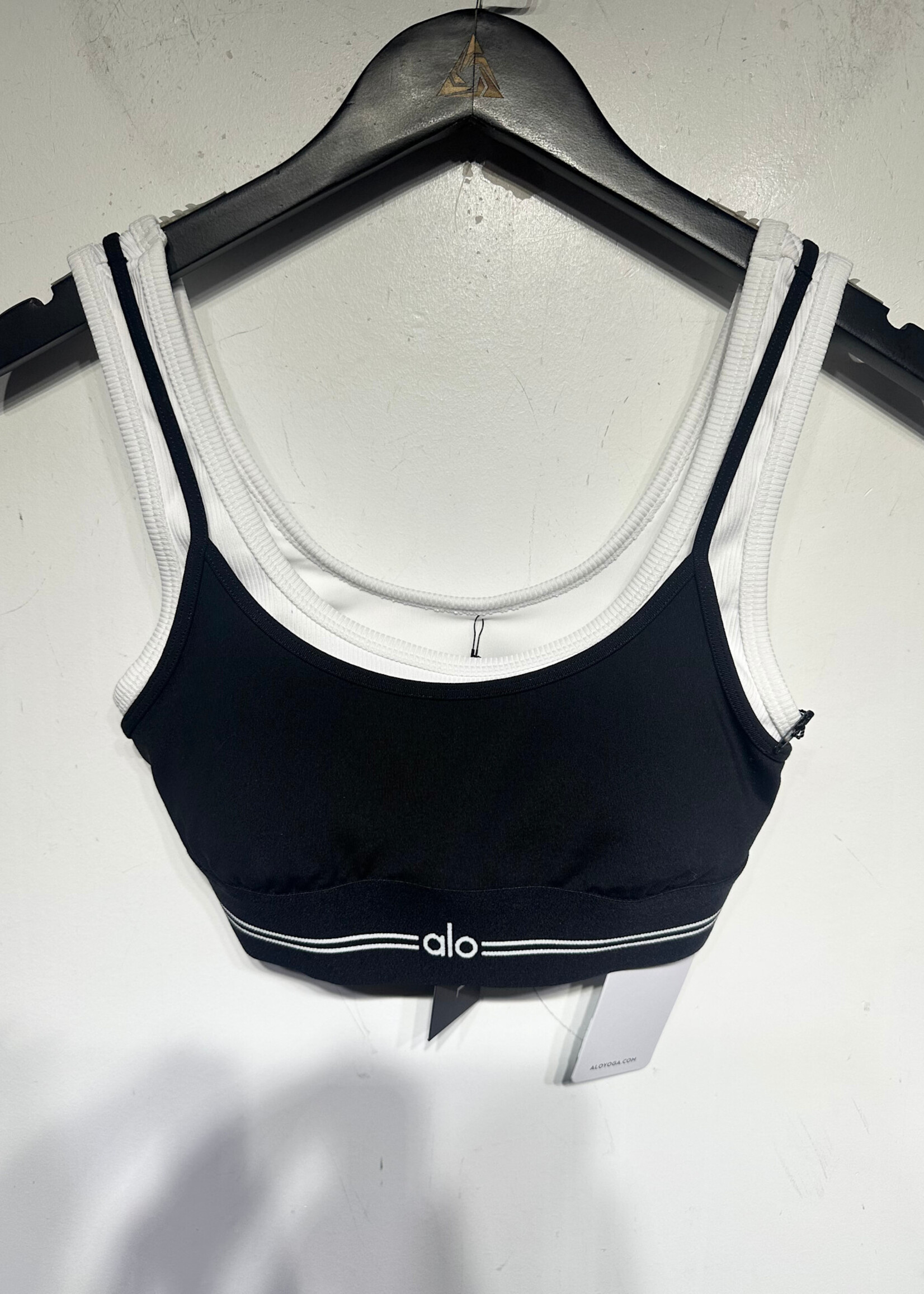 Alo NWT Black White Layered Sports Bra XS