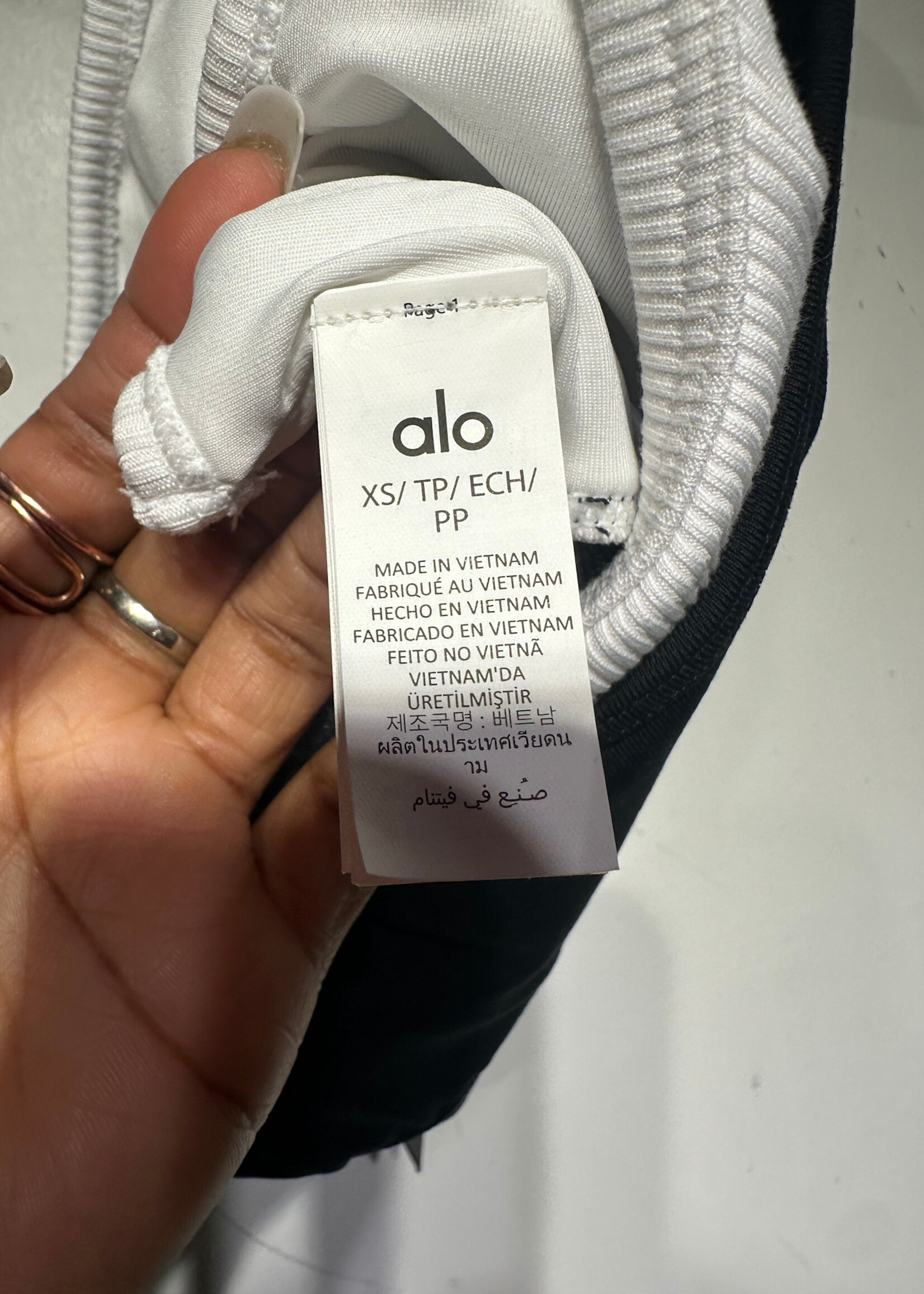 Alo NWT Black White Layered Sports Bra XS