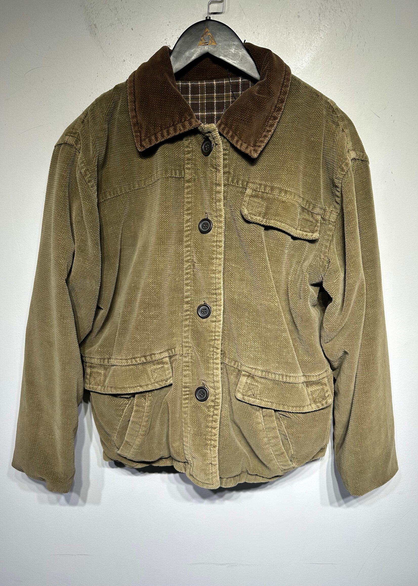 Vintage No Label Green Reversible B/U Jacket Fem S
