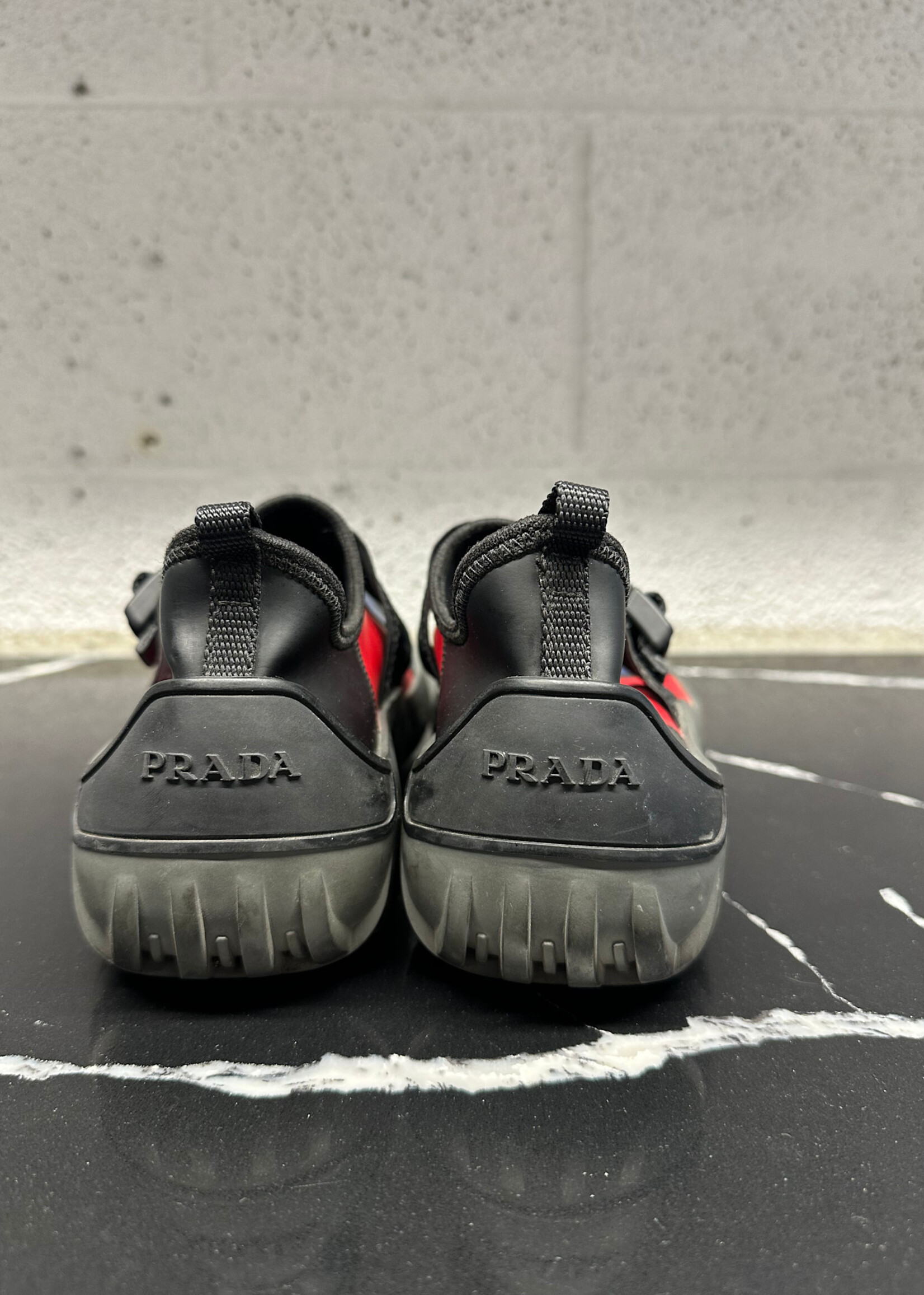 Prada Blue Red Neoprene Buckle Shoes 7
