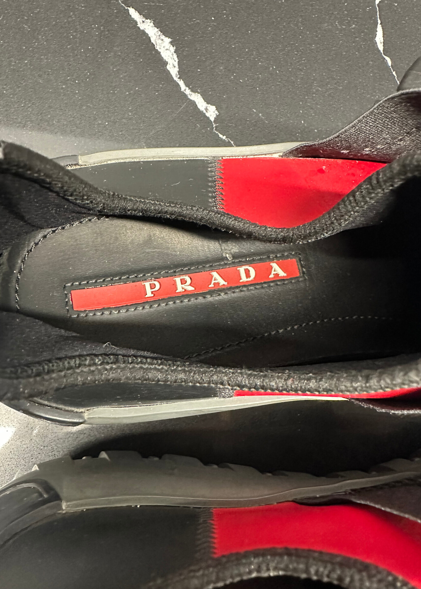 Prada Blue Red Neoprene Buckle Shoes 7