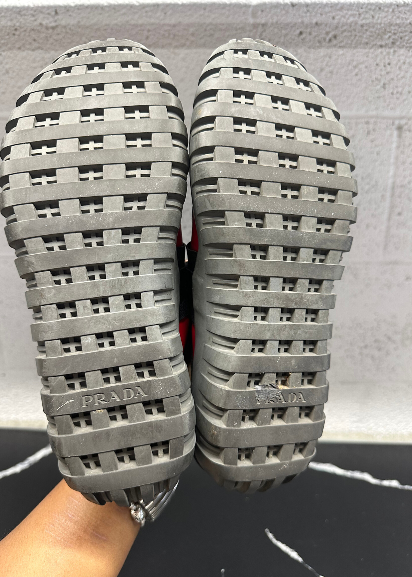 Prada Blue Red Neoprene Buckle Shoes 7
