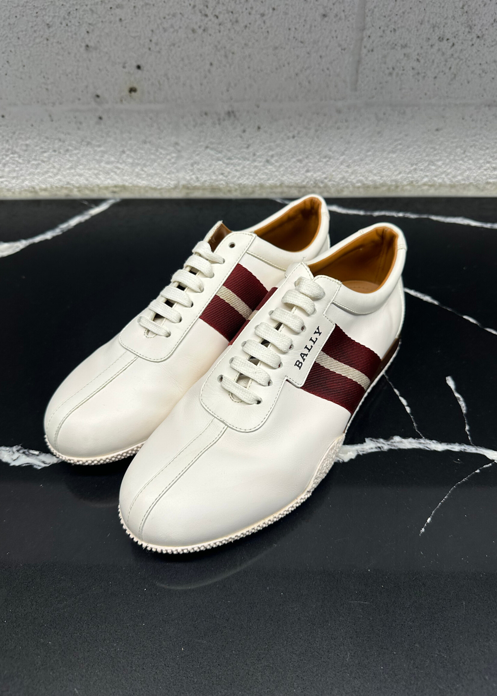 Bally White Leather Striped Sneakers 8