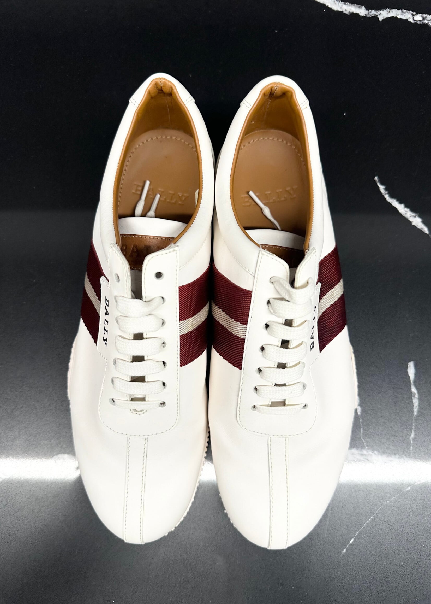 Bally White Leather Striped Sneakers 8