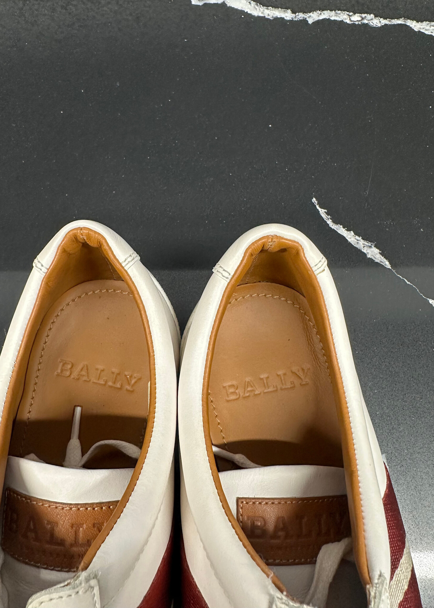Bally White Leather Striped Sneakers 8