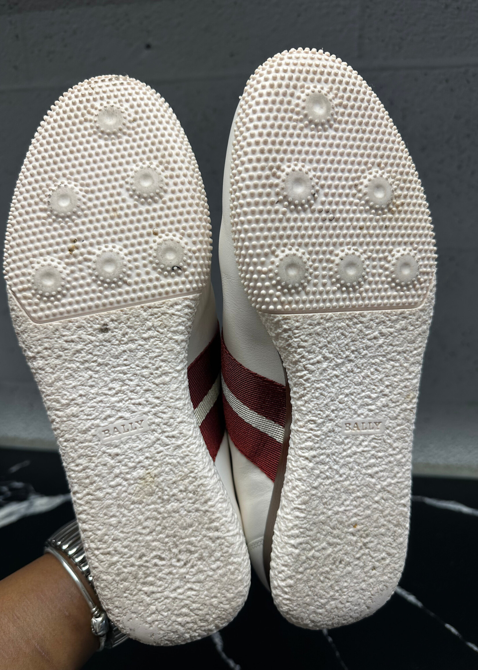 Bally White Leather Striped Sneakers 8