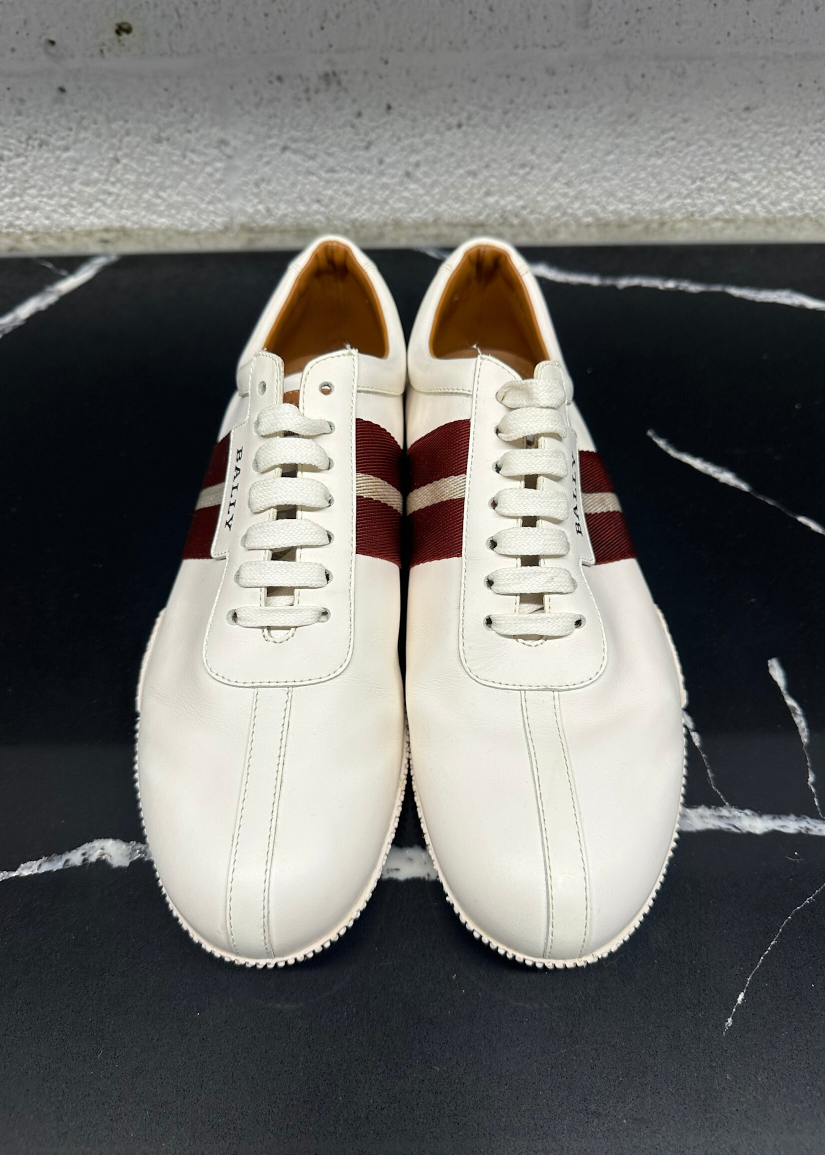 Bally White Leather Striped Sneakers 8