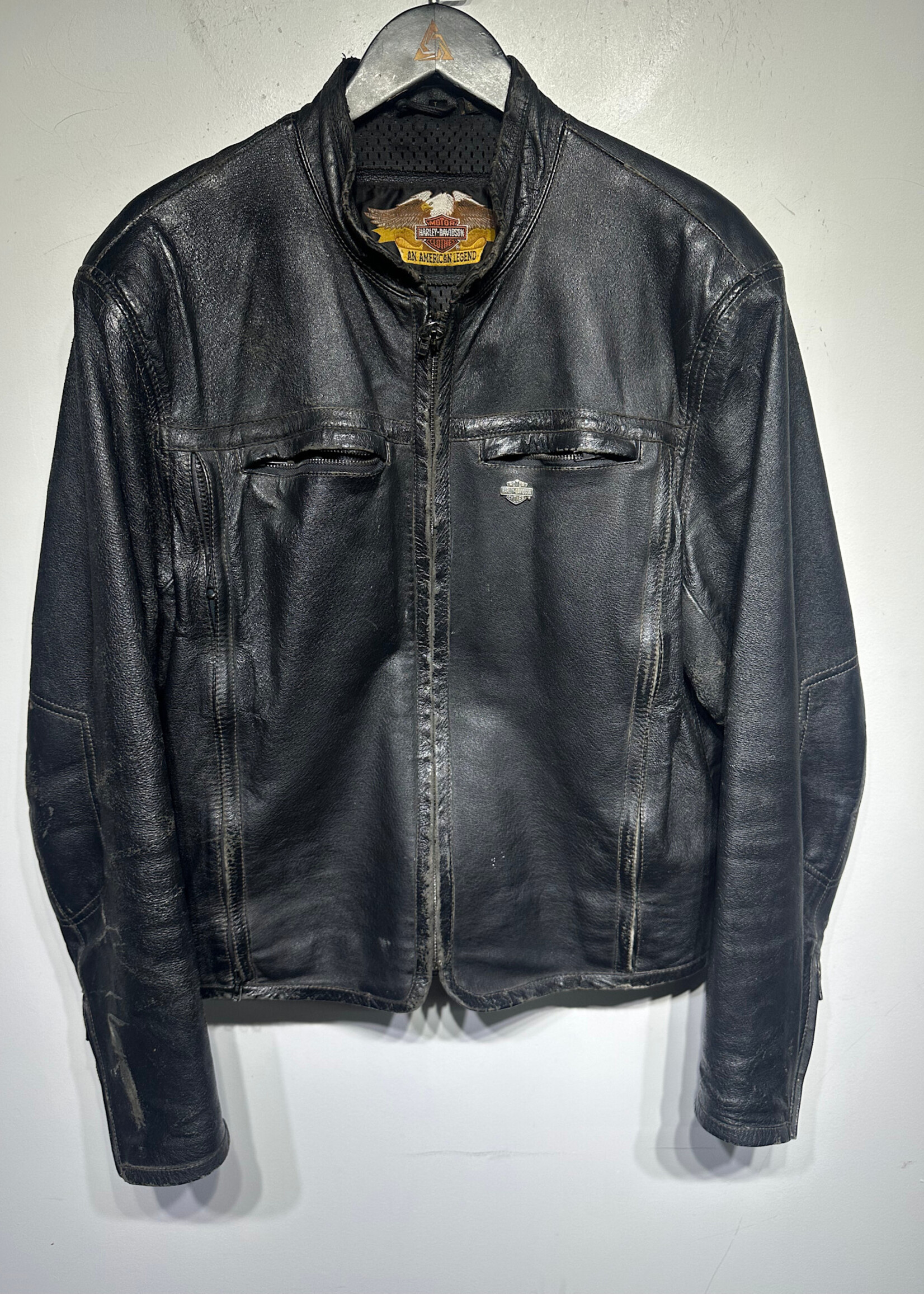 Harley Davidson Distressed Leather Motorcycle Jacket Masc L