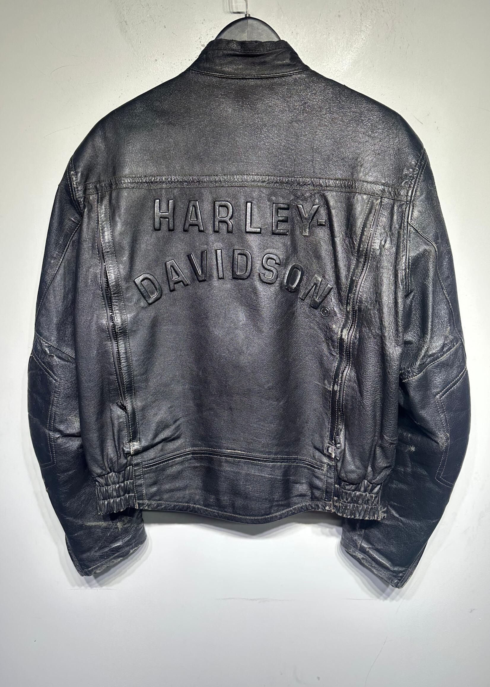 Harley Davidson Distressed Leather Motorcycle Jacket Masc L