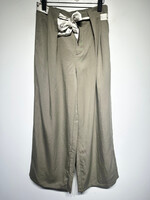 Peacebird Taupe Wide Leg Pants w Paisley Belt 28