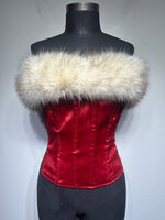Selkie Faux Fur Trim Red Corset S