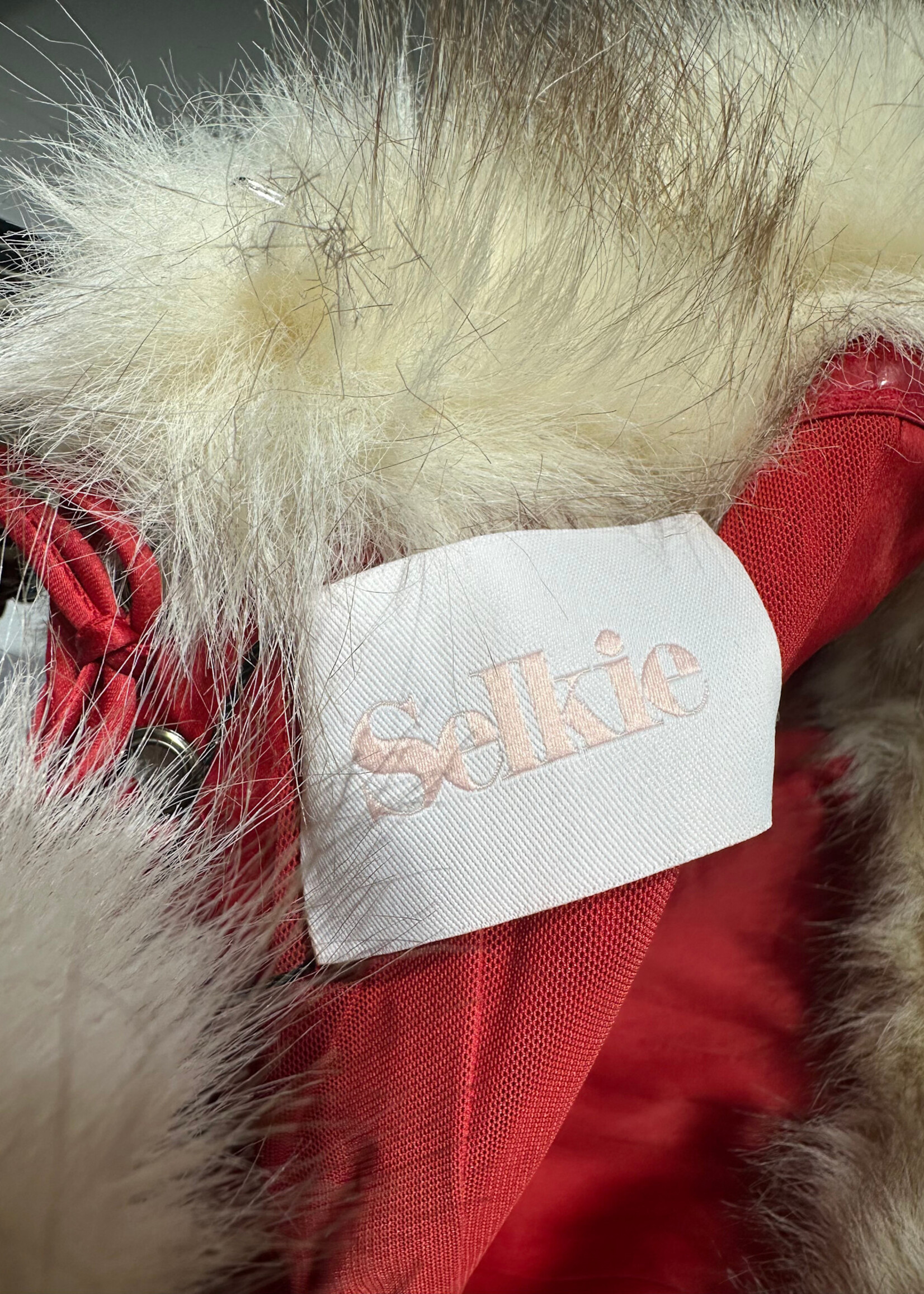 Selkie Faux Fur Trim Red Corset S