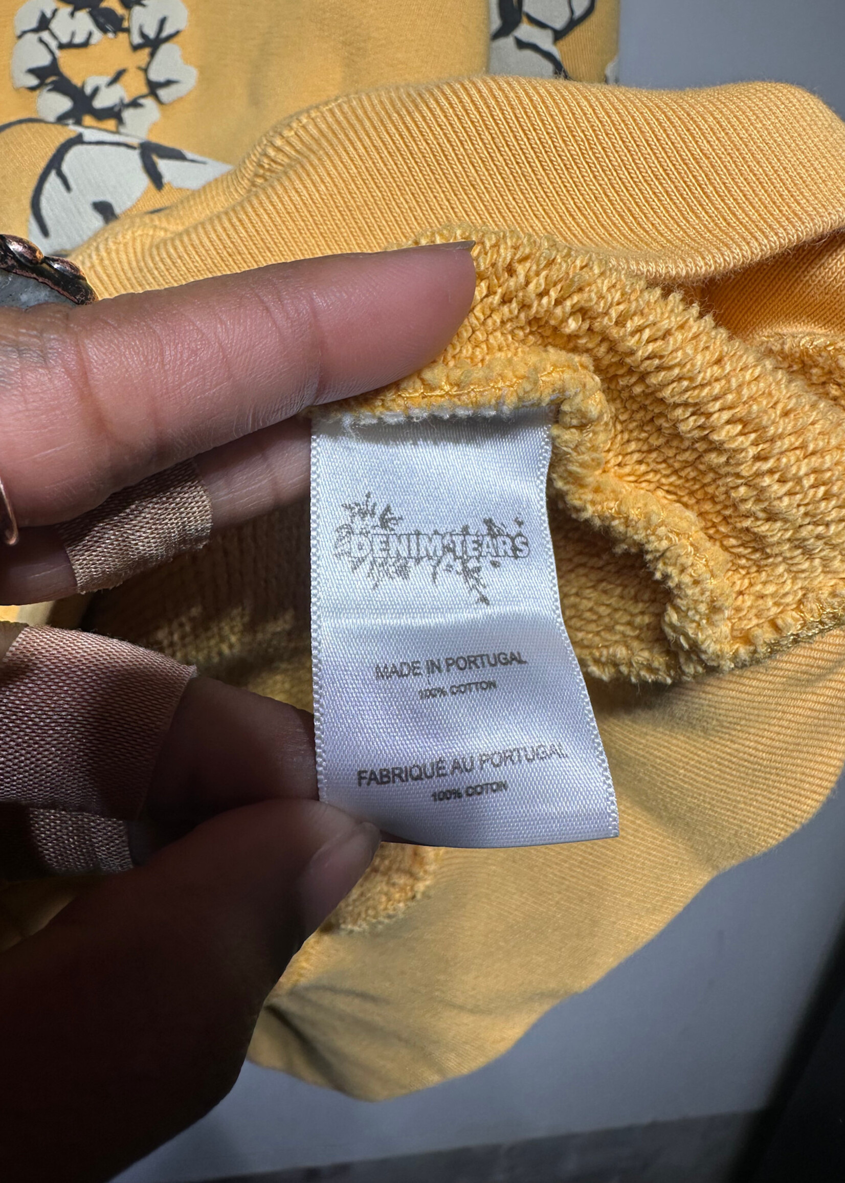 Denim Tears Yellow Cotton Print Hoodie XL Masc