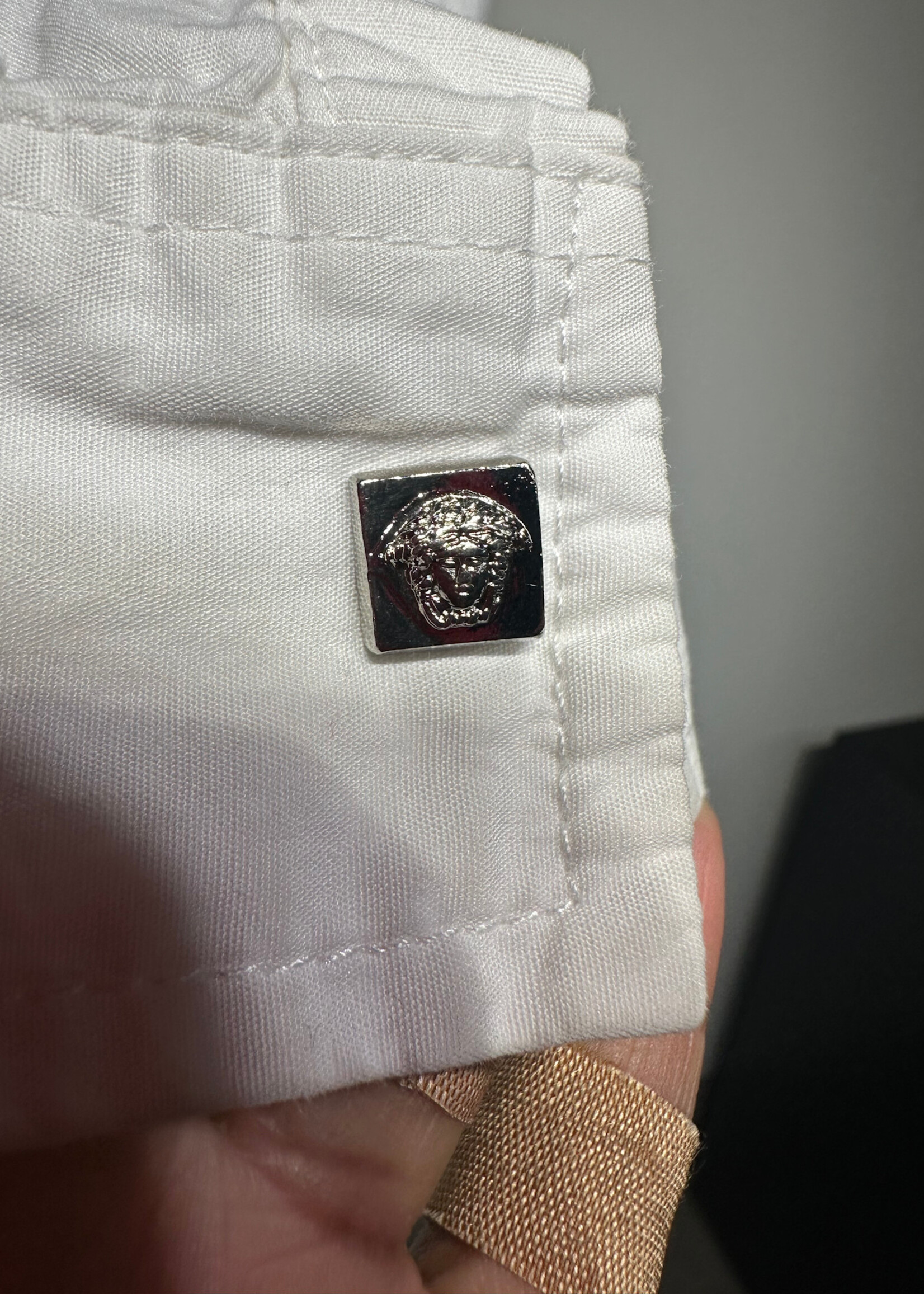 Versace Sportwear White Silver Medusa LS BU Shirt L AS IS