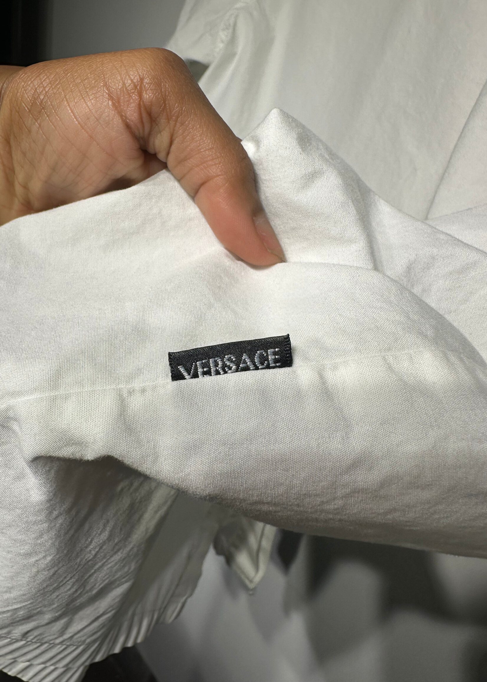 Versace Sportwear White Silver Medusa LS BU Shirt L AS IS