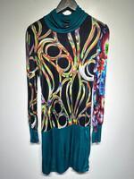 Custo Barcelona Blue Black Floral Mesh Dress S As Is
