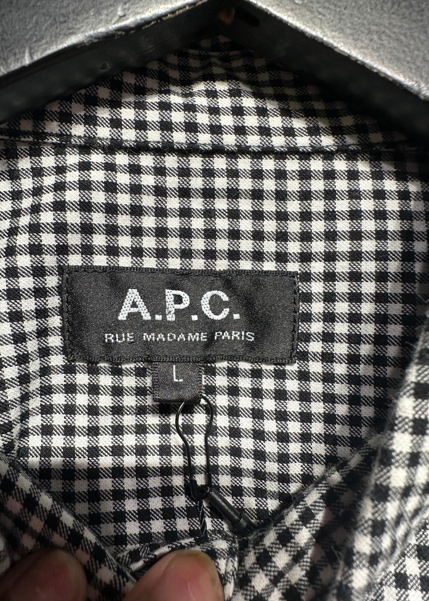 APC Black White Gingham BU LS Shirt L