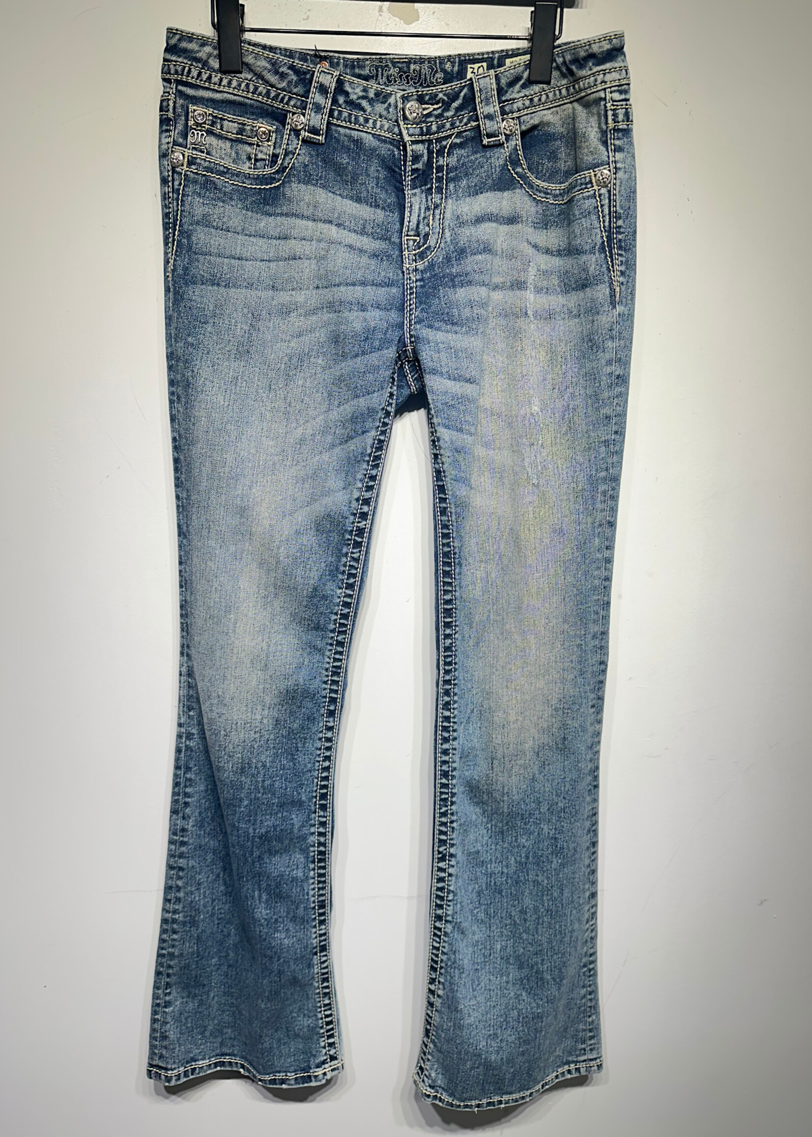 Miss Me Bootcut Flower Embelish Denim Pocket Fem 31"