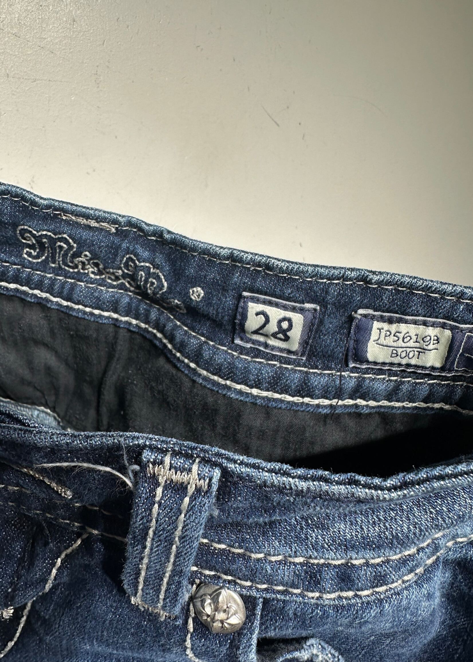 Miss ME JP5 Mid Wash Gold Sequin Bootcut Denim 28"