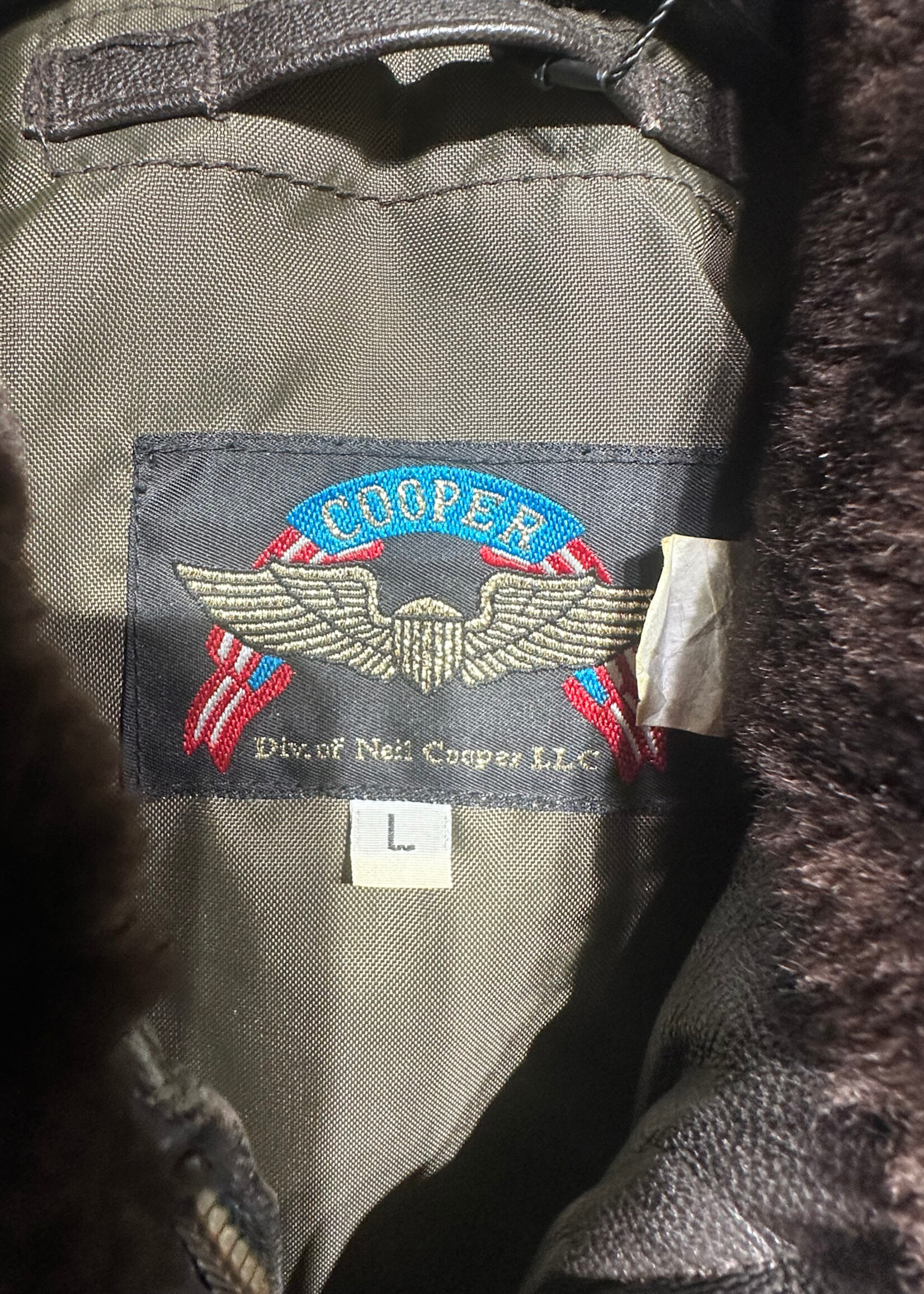 Cooper Brown Leather Pilots Jacket L AS IS