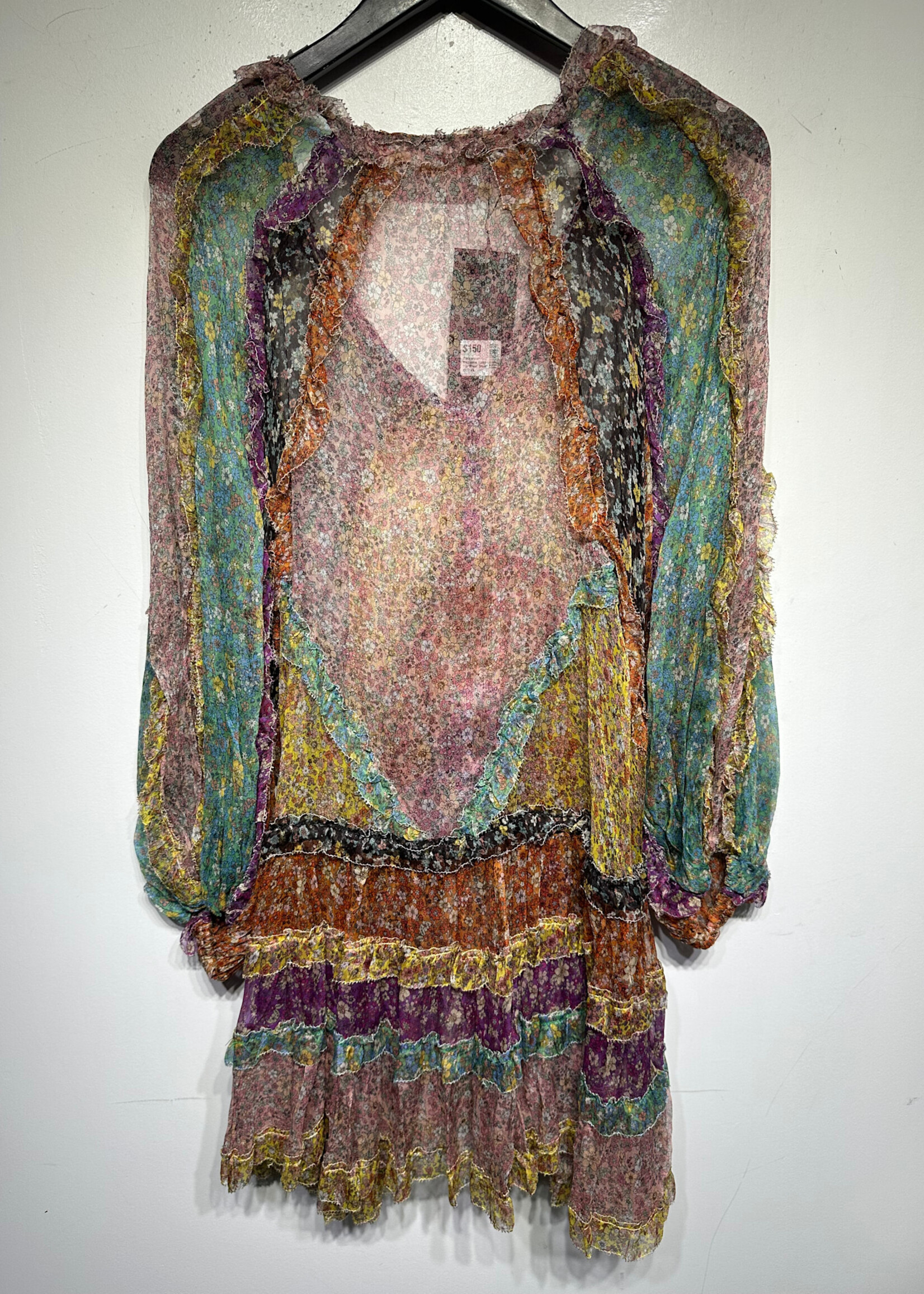 Zimmerman Multicolor Floral Tier Sheer Dress XS/S