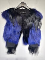 J Mendel Blue Black Fox Fur Vest S