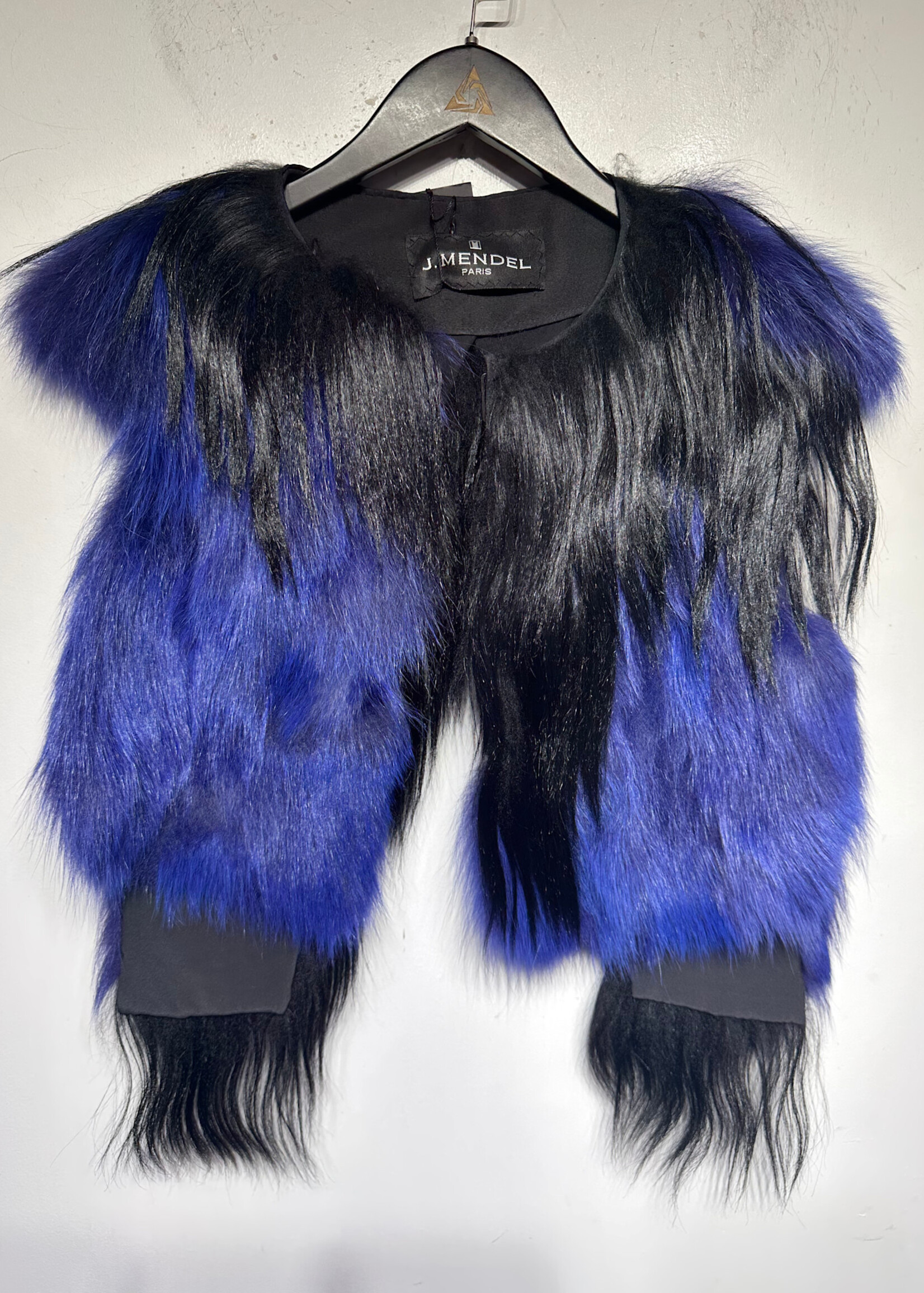 J Mendel Blue Black Fox Fur Vest S