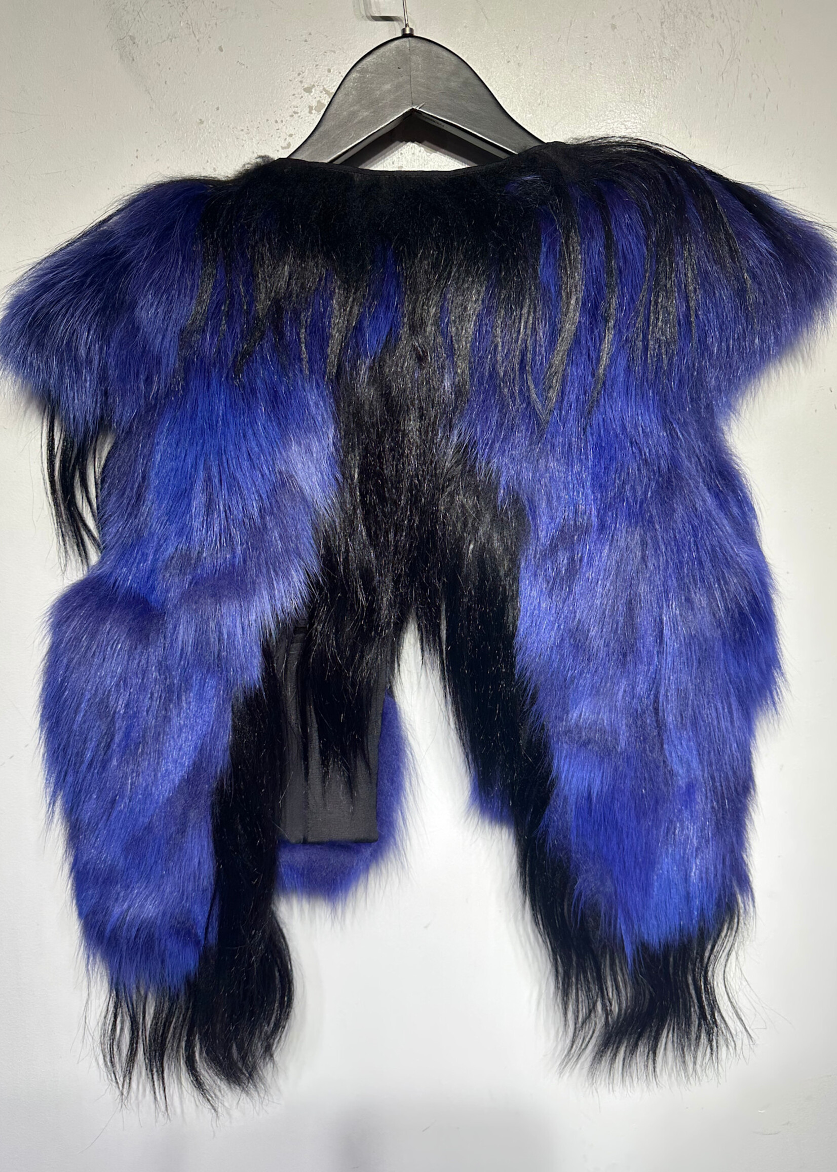 J Mendel Blue Black Fox Fur Vest S