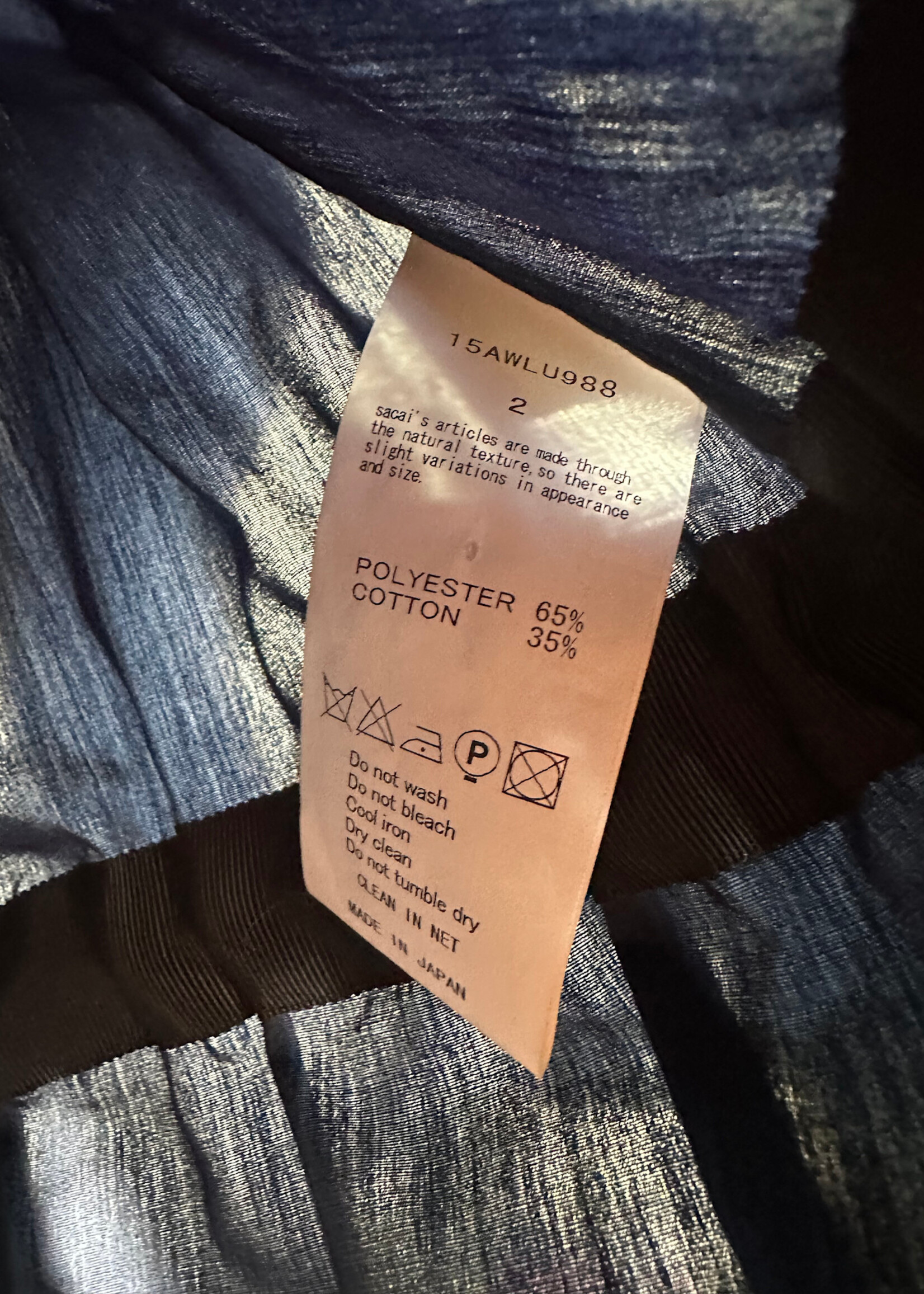 Sacai Navy Blue Cinch BU S/M