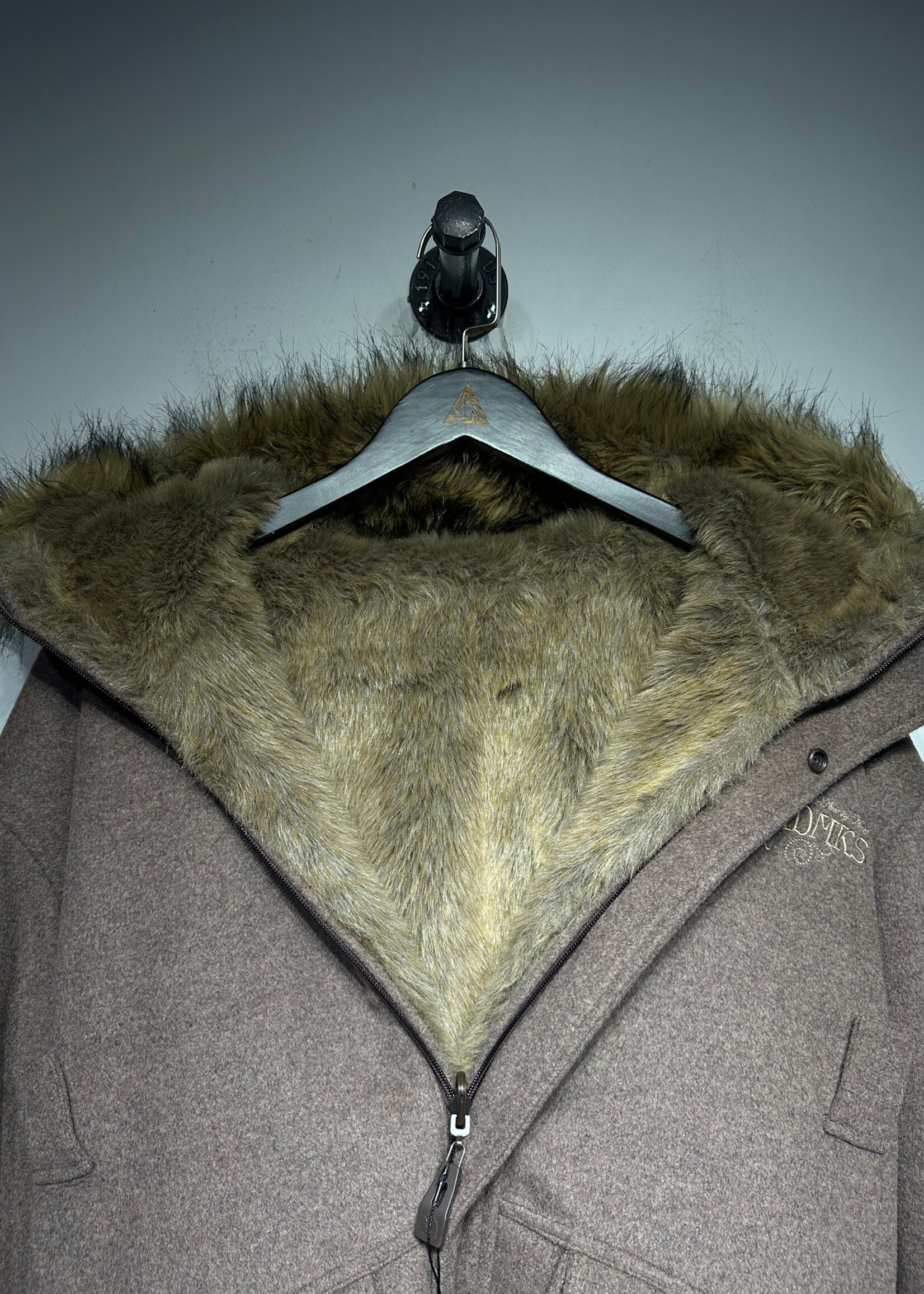 Akademiks Grey Wool / Faux Fur Reversible Coat Masc XL