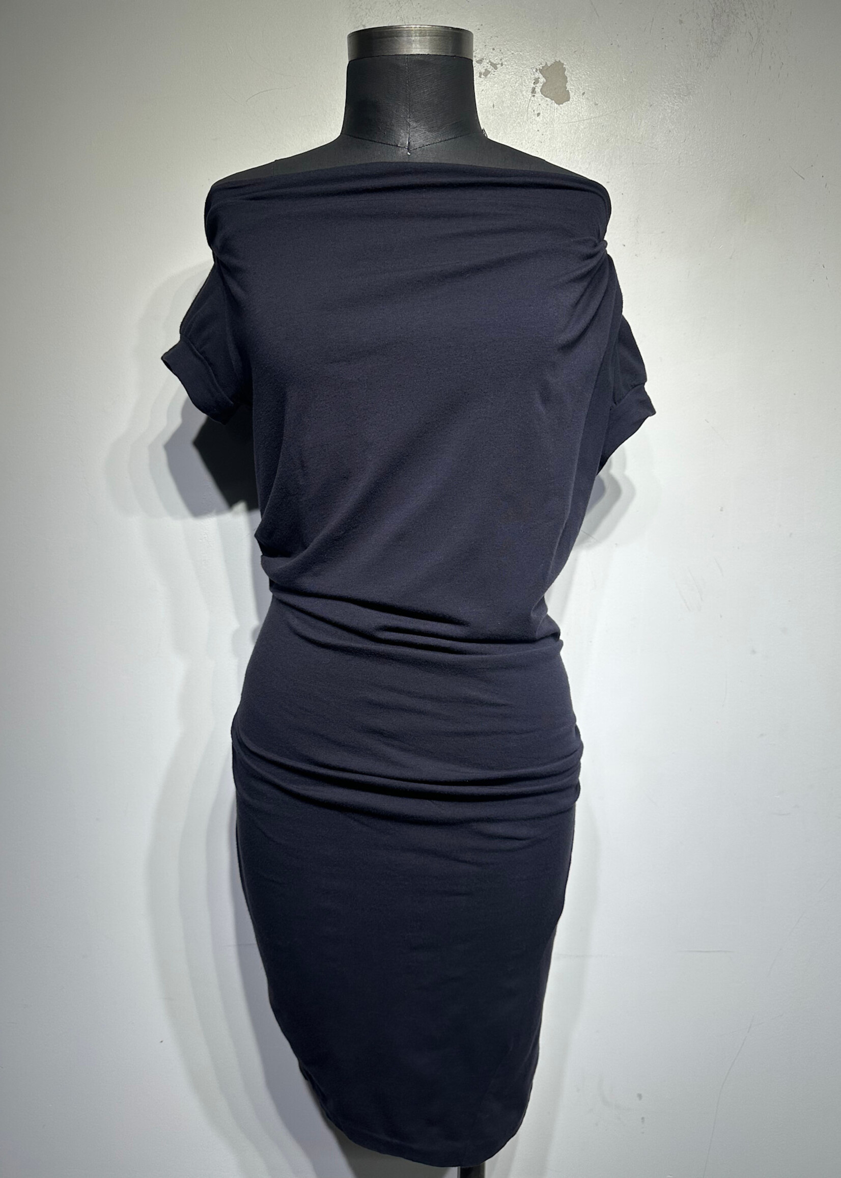 Brunello Cucinelli Navy Blue Ruched Dress XS/S