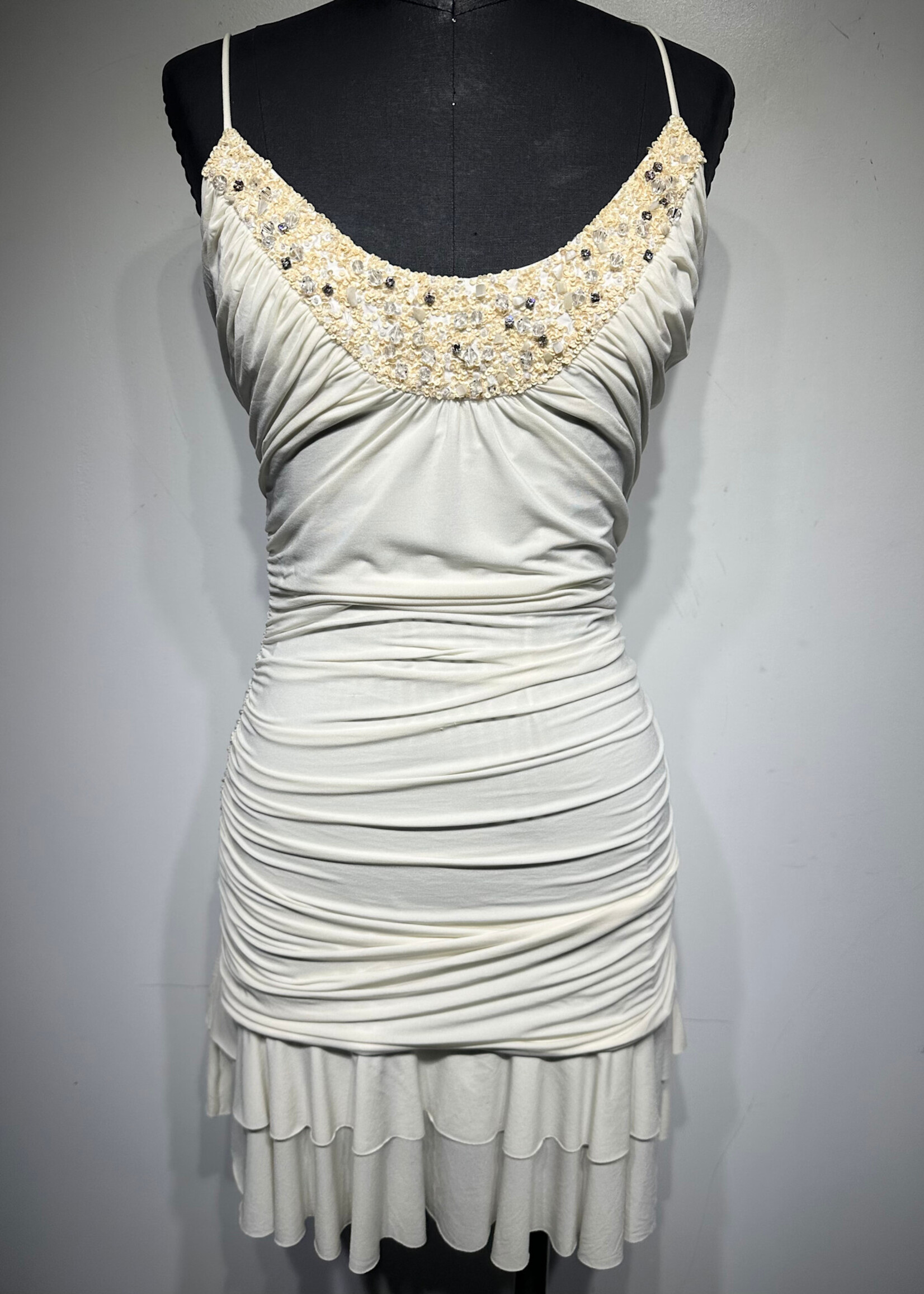 BCBG Maxazria White Sequin Dress Fem M