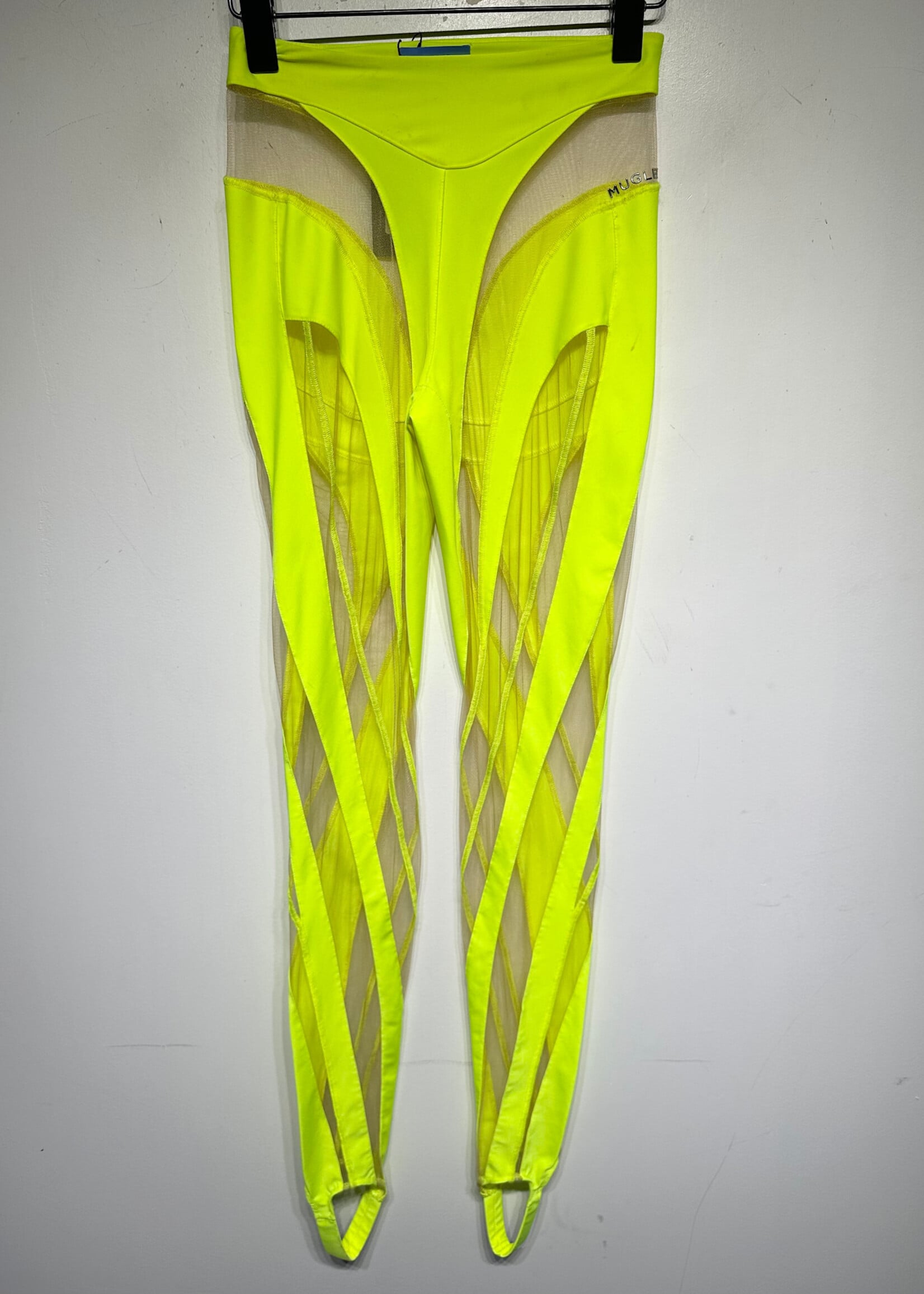 Mugler Neon Yellow Leggings S Fem AS IS