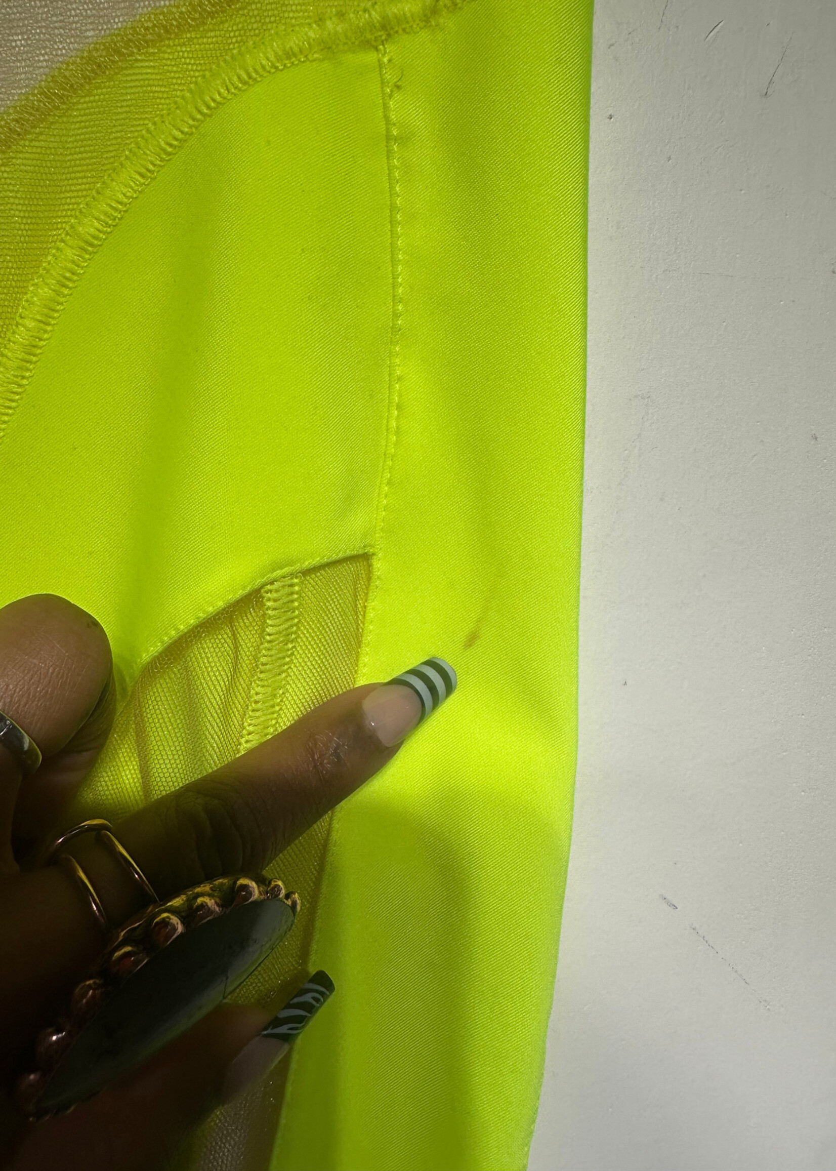 Mugler Neon Yellow Leggings S Fem AS IS