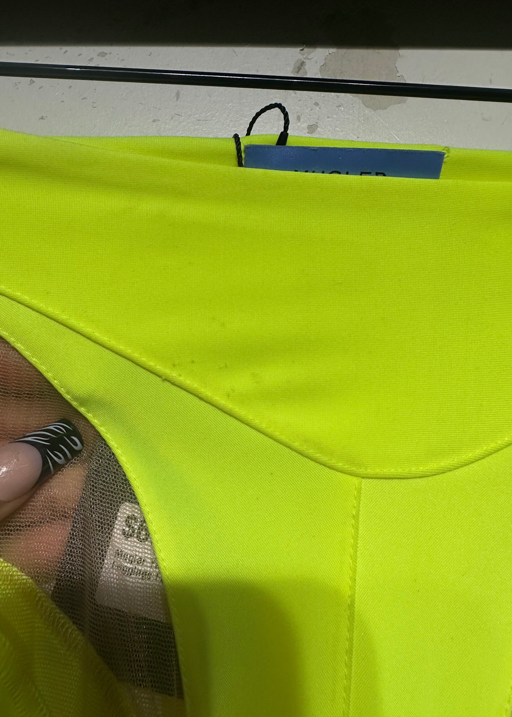 Mugler Neon Yellow Leggings S Fem AS IS