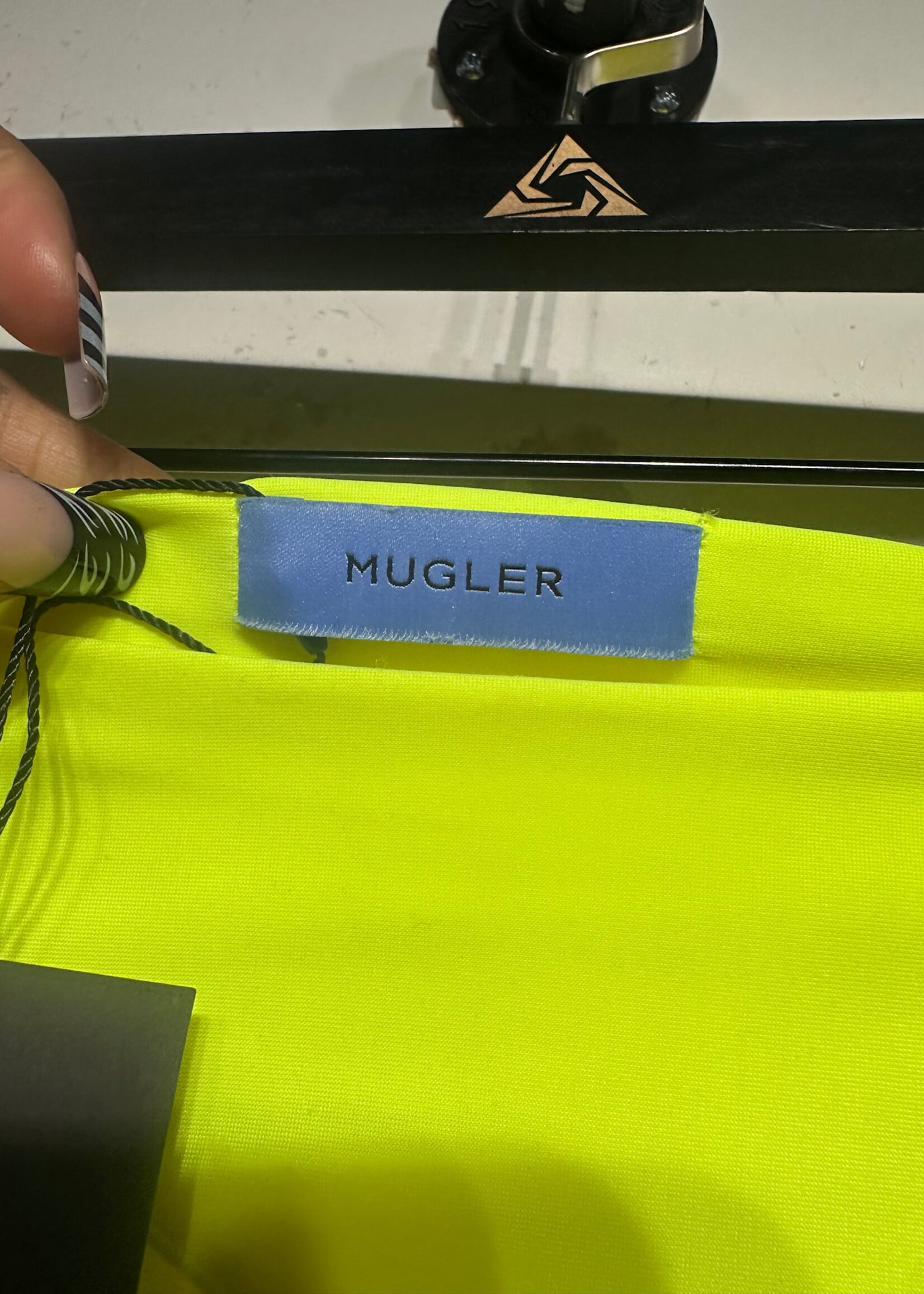 Mugler Neon Yellow Leggings S Fem AS IS