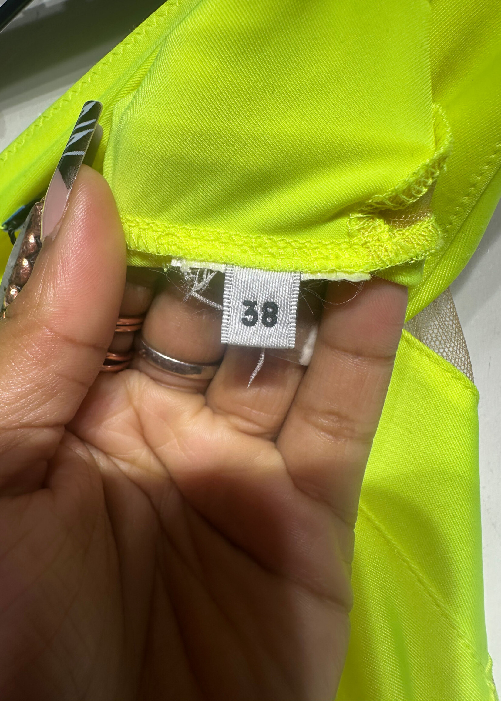 Mugler Neon Yellow Leggings S Fem AS IS