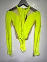 Mugler Neon Yellow Bodysuit Top S Fem AS IS