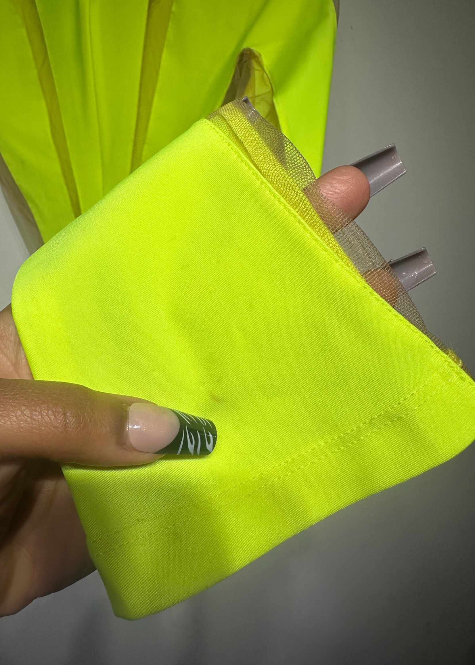 Mugler Neon Yellow Bodysuit Top S Fem AS IS