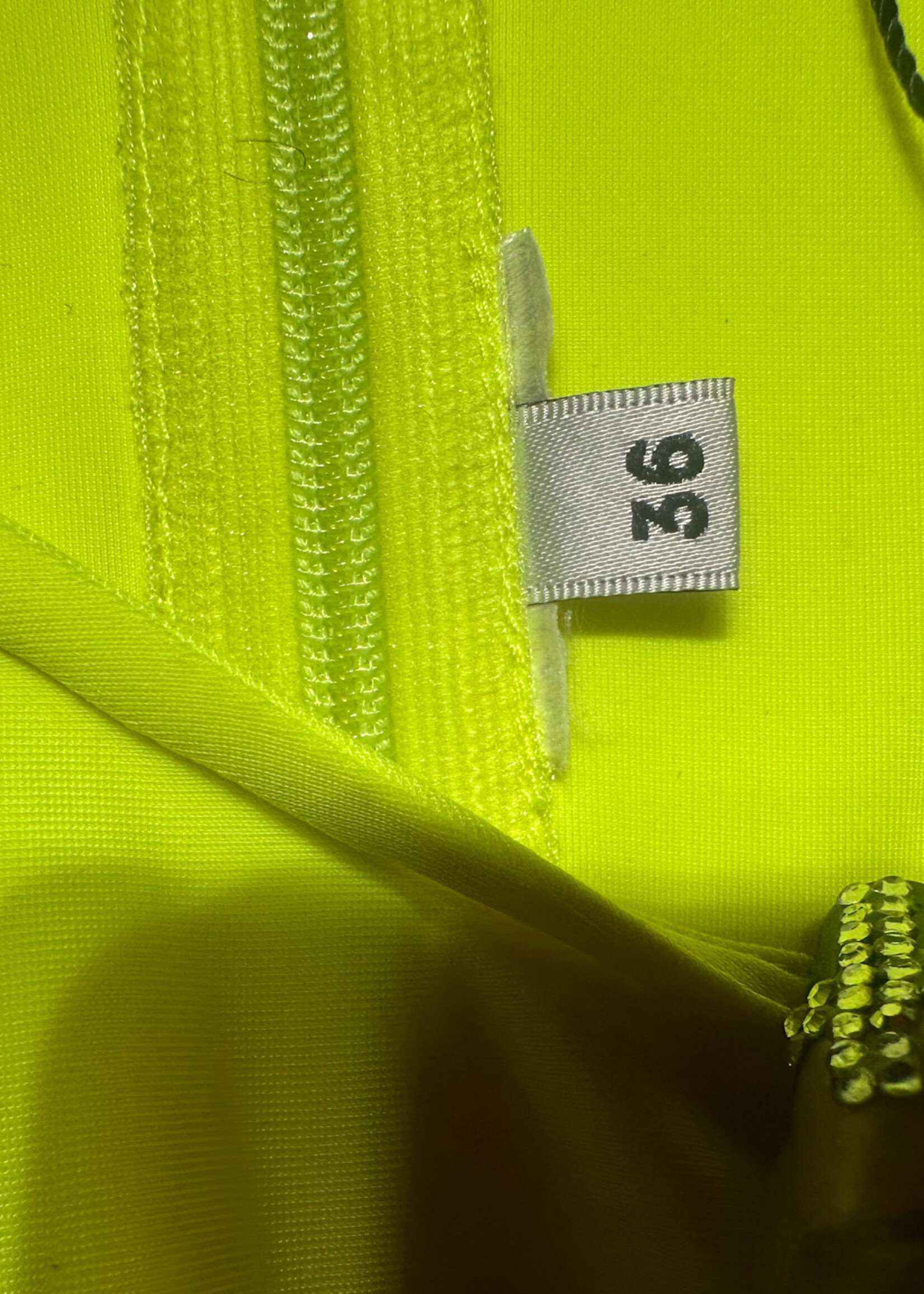 Mugler Neon Yellow Bodysuit Top S Fem AS IS
